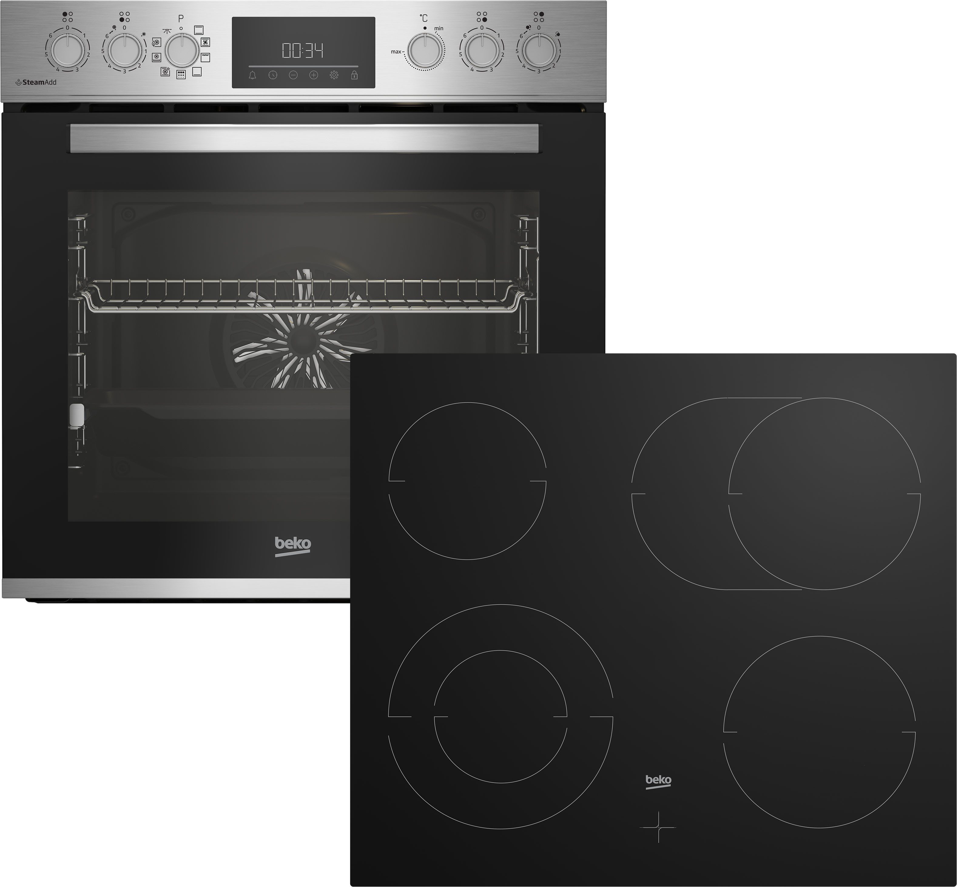 BEKO Elektro-Herd-Set BBUMA12321XMPE, mit 1-fach-Teleskopauszug, Pyrolyse-Selbstreinigung, Pyrolyse – Selbstreinigung mit hoher Temperatur