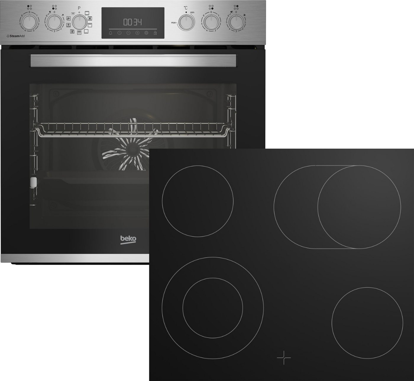 BEKO Elektro-Herd-Set BBUMA12321BMPE, mit 1-fach-Teleskopauszug, Pyrolyse-Selbstreinigung, Pyrolyse erleichtert die Reinigung des Backofens.