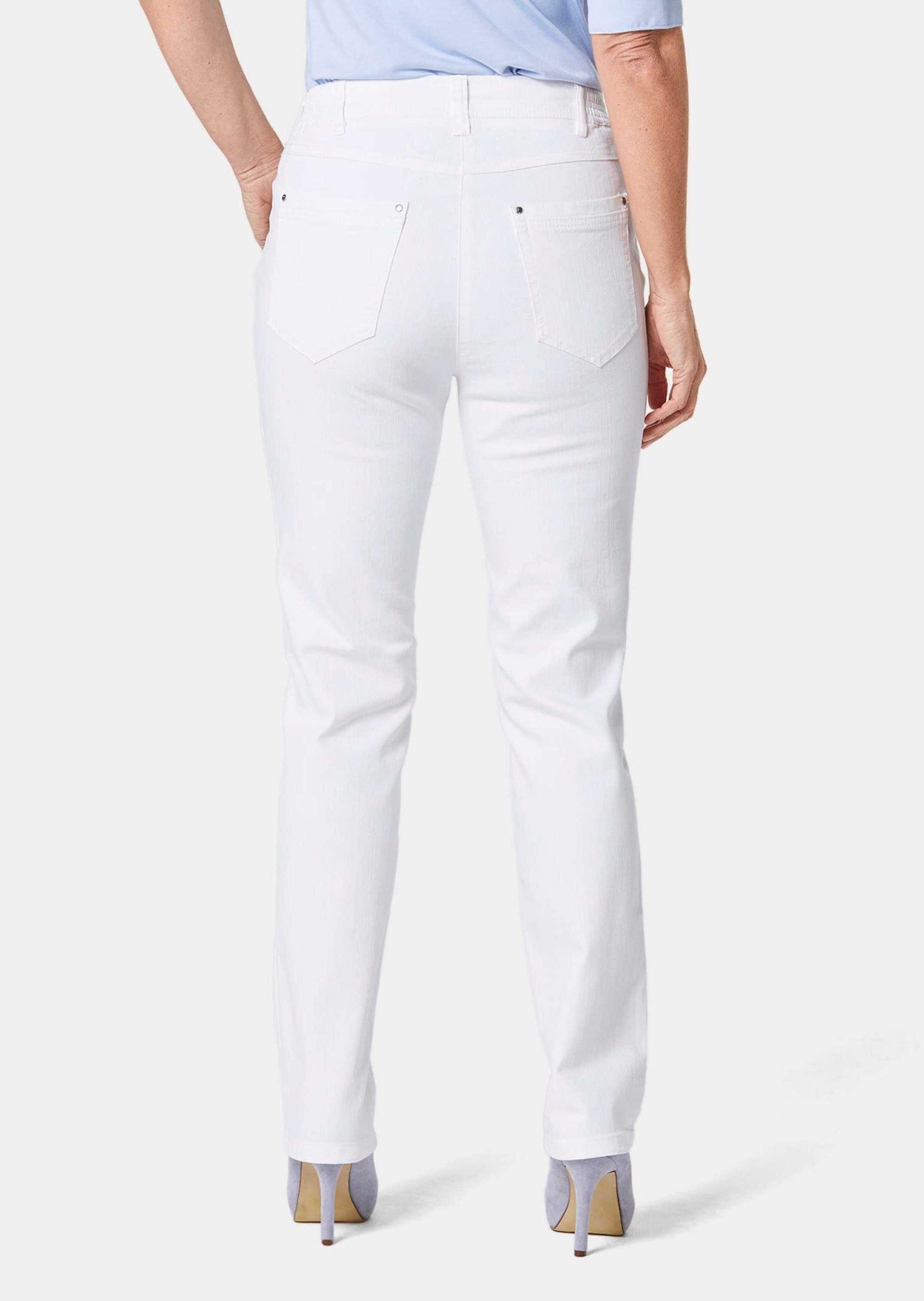 GOLDNER Bequeme Jeans Kurzgröße: Denimhose mit Stretchkomfort Stretchhose mit elastischem Bund, Taschen und Knöchellänge