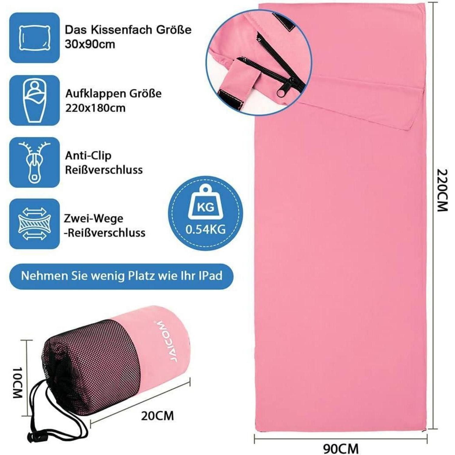 LuxusKollektion Schlafsackinlett Hüttenschlafsack Ultraleichter Seideschlafsack für Reise 2in1