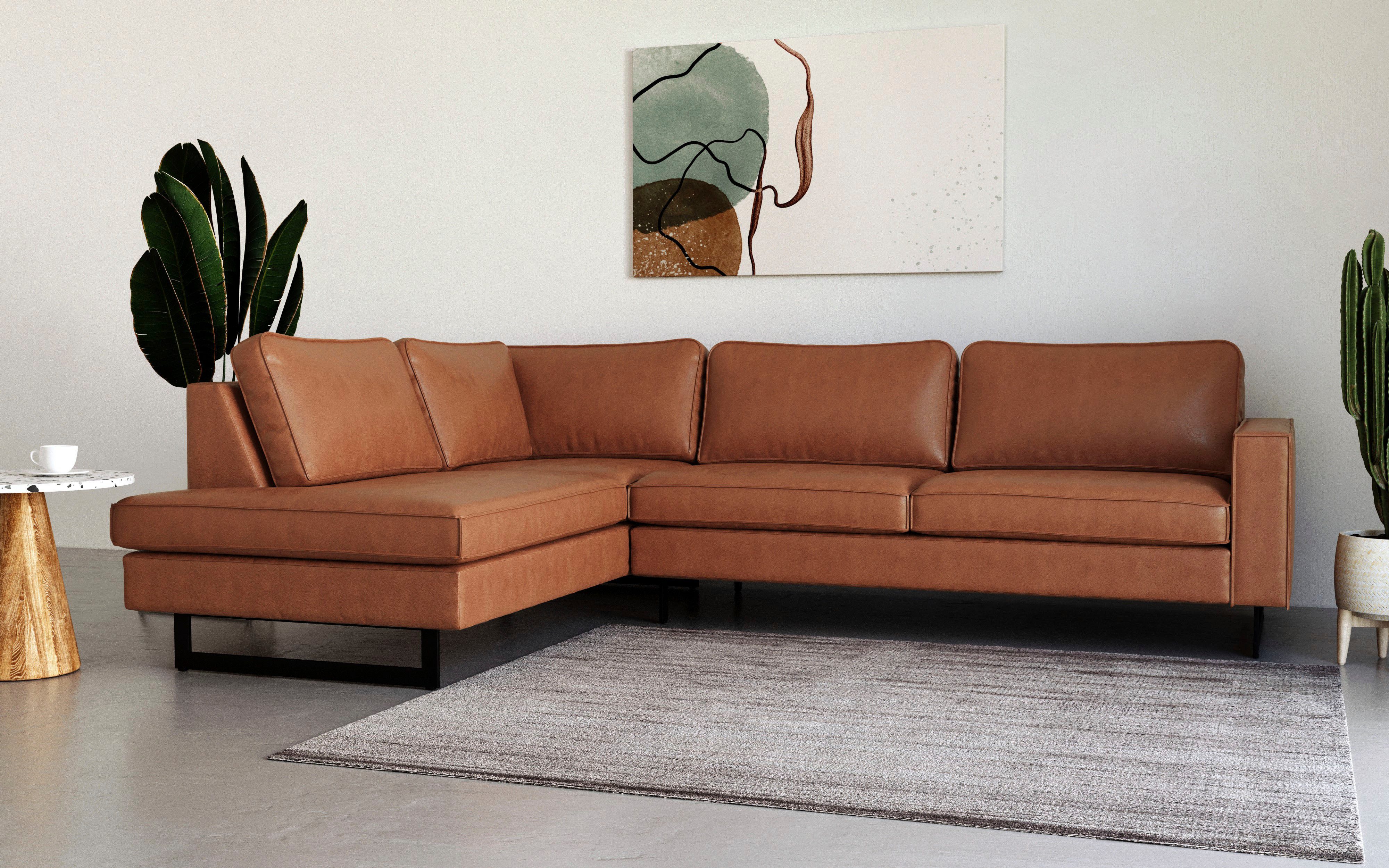 Places of Style Ecksofa "Pinto, 290 cm, Cord, Chenille, Lederoptik, Ottoman günstig online kaufen