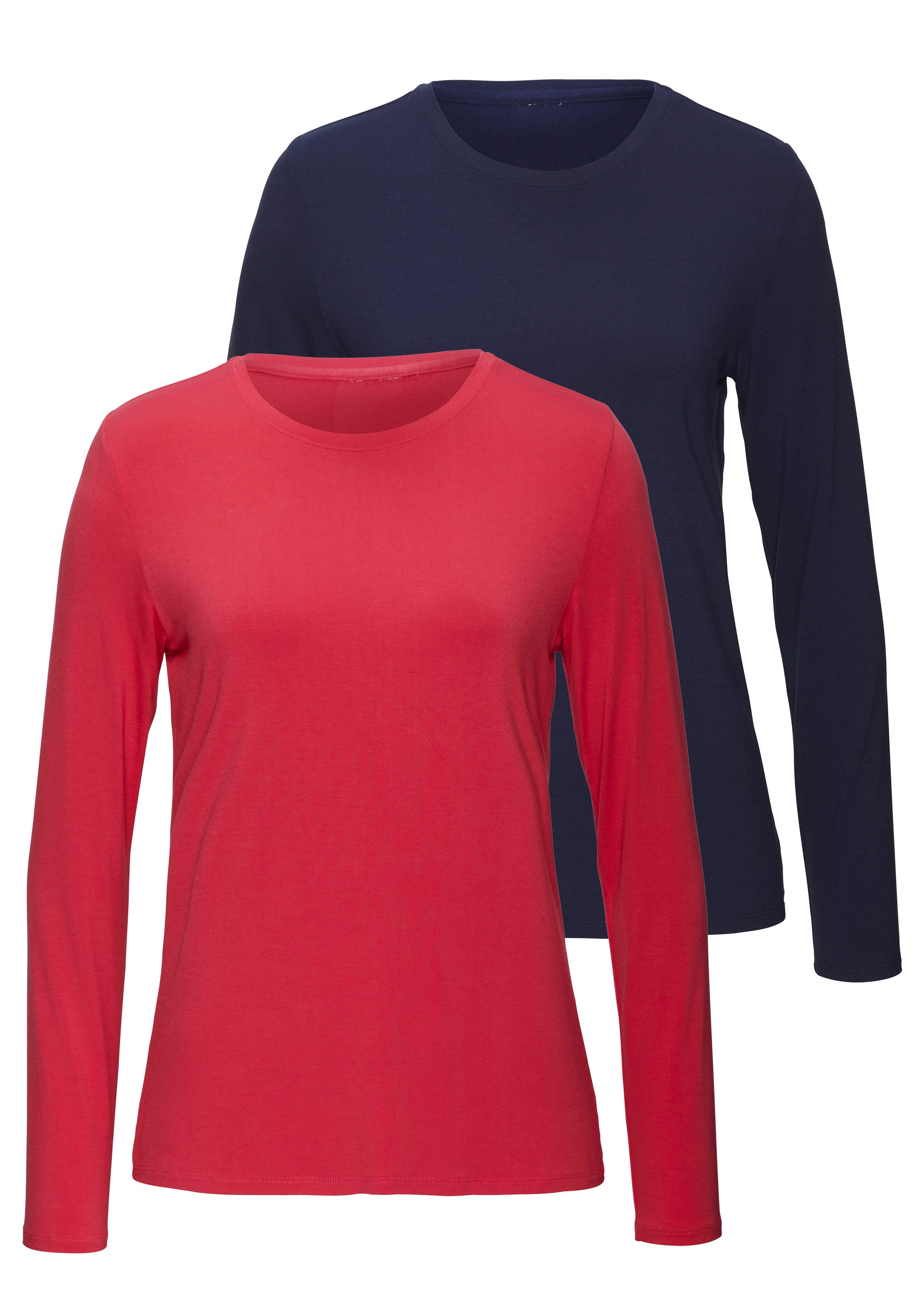 Langarmshirt aus weichem Viskose-Stretch