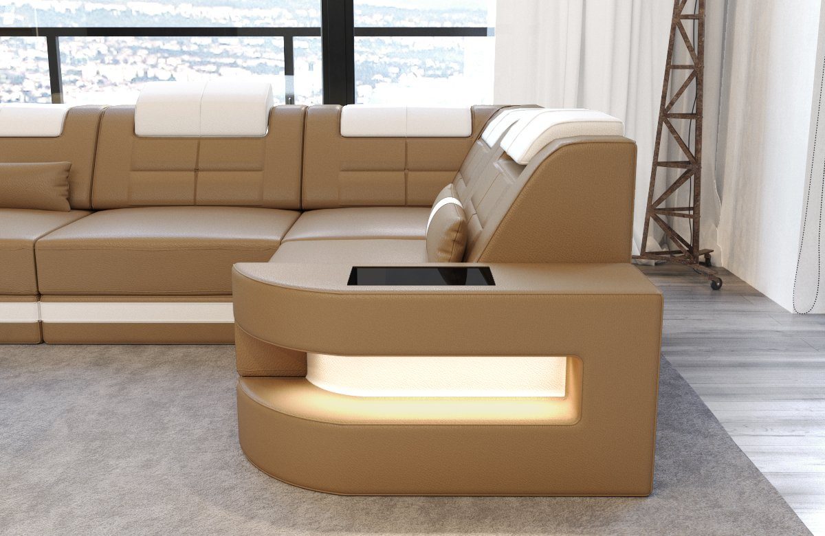 Sofa Dreams Ecksofa Schlafsofa, mit Couch, Como als L Ledersofa, Form Bettfunktion Leder wahlweise Designersofa Sofa Ledercouch mit LED