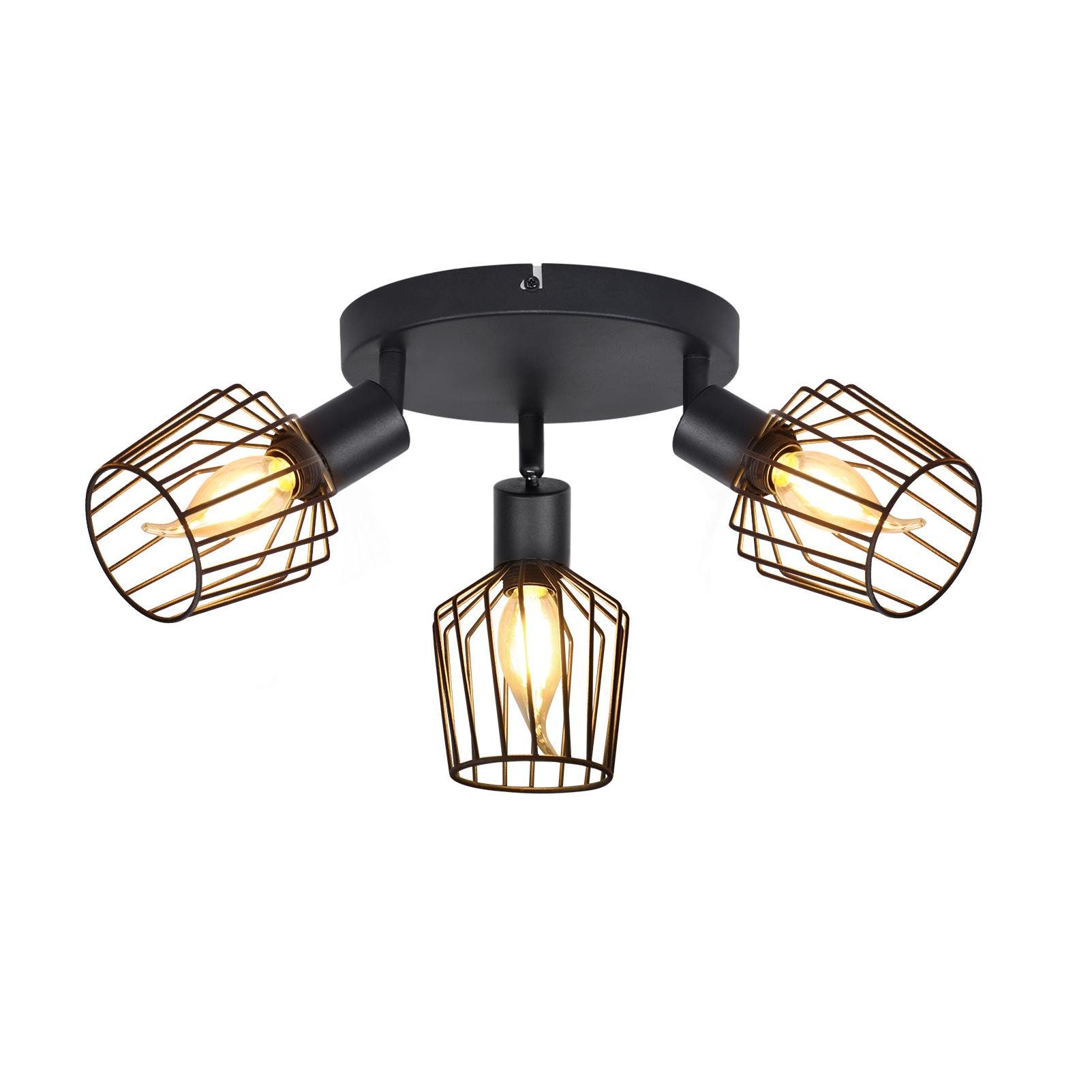 ZMH Deckenleuchte Wohnzimmer 3 Flamming - Rund Deckenspot für Flur Max.25W, günstig online kaufen