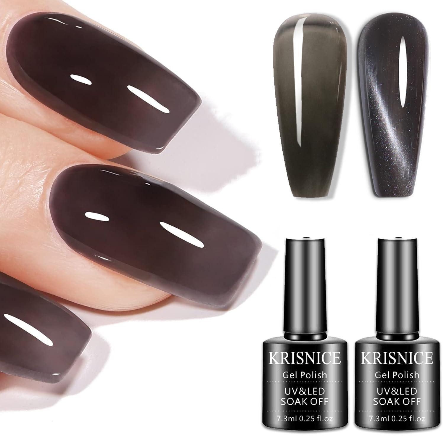 LuxusKollektion Nagellack-Set Jelly Crystal Gel Nagellack Grau Transparent
