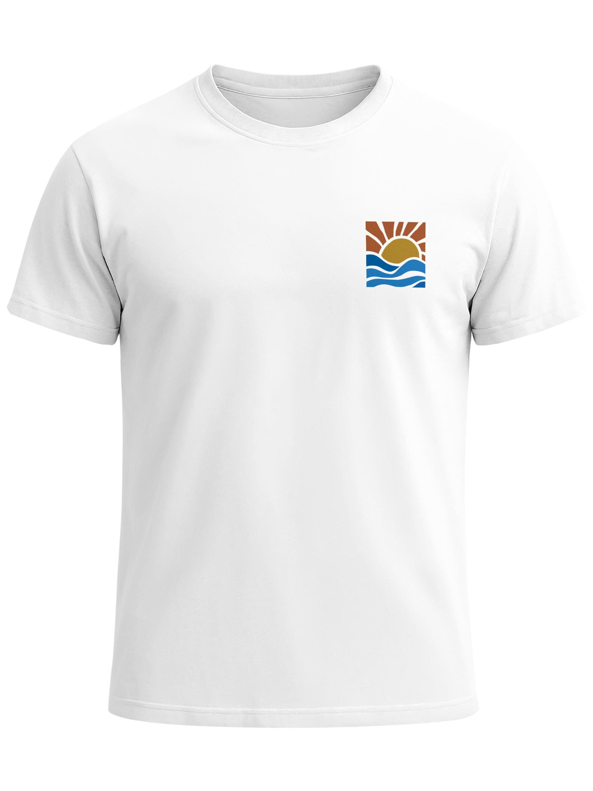Neverless Print-Shirt Herren T-Shirt Logo Print Sommer Sonne Welle Strand Beach Style mit Print