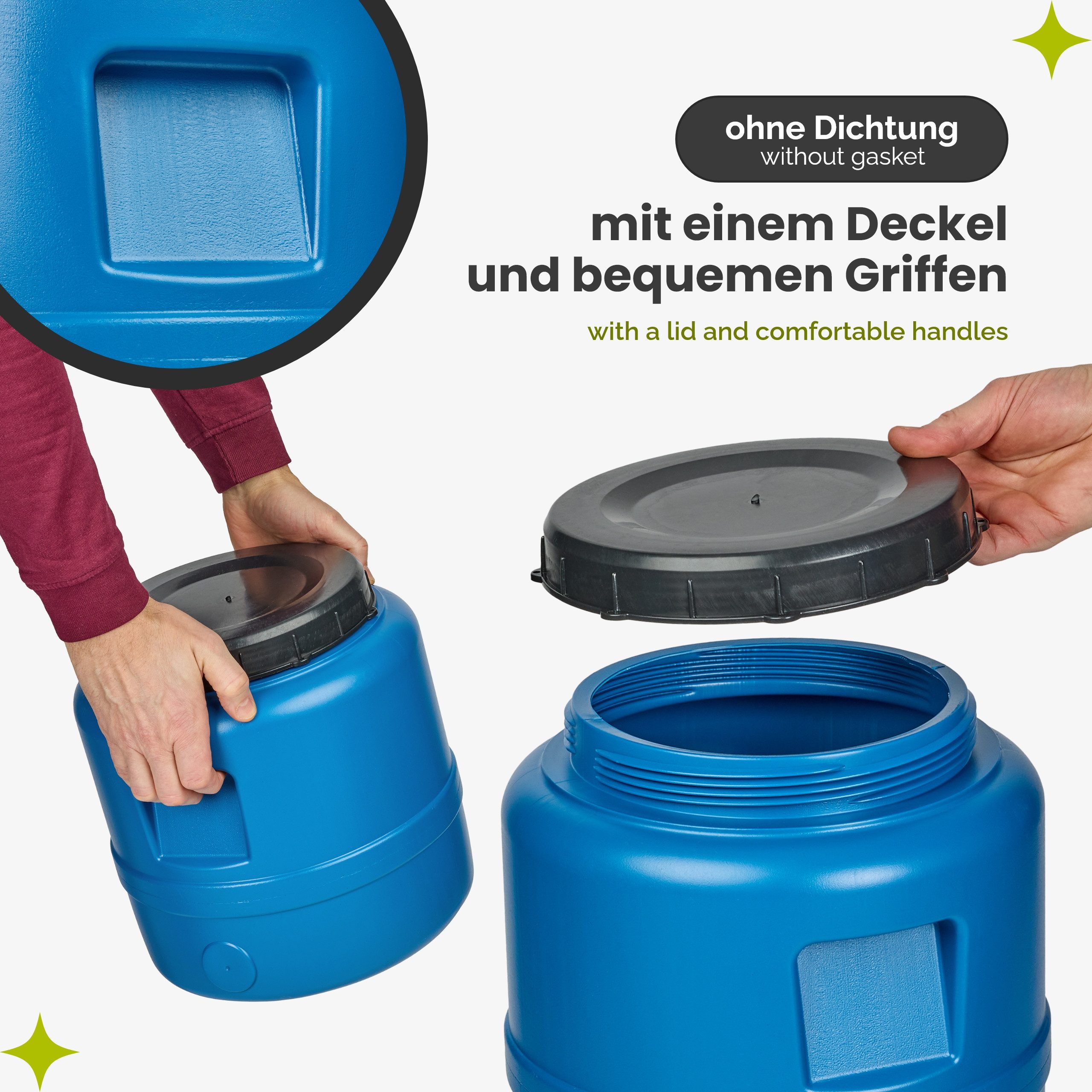 Garronda Regentonne 15 L Weithalsfass aus HDPE Kunststofffass und Wasserbehälter GD-0186, 15 l, (ohne Hahn)