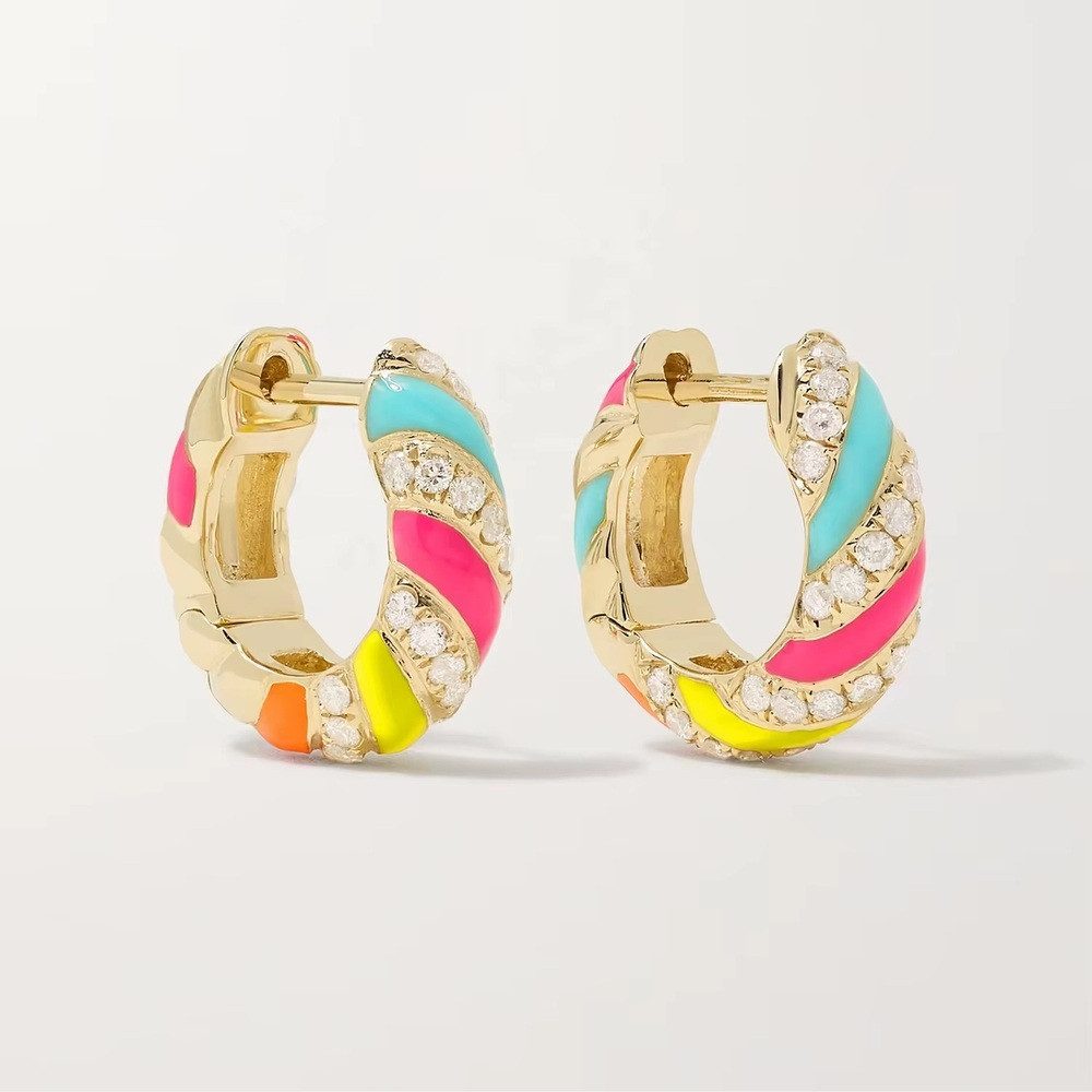 ROUGEMONT Paar Creolen Bunte mini Damen Creolen Ohrringe 925 Sterling Silbe günstig online kaufen