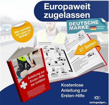 autogadget® KFZ-Verbandtasche Auto Verbandskasten Erste Hilfe Verbandstasche - Norm 2024 - DIN 13164, inkl. Anleitungsbuch