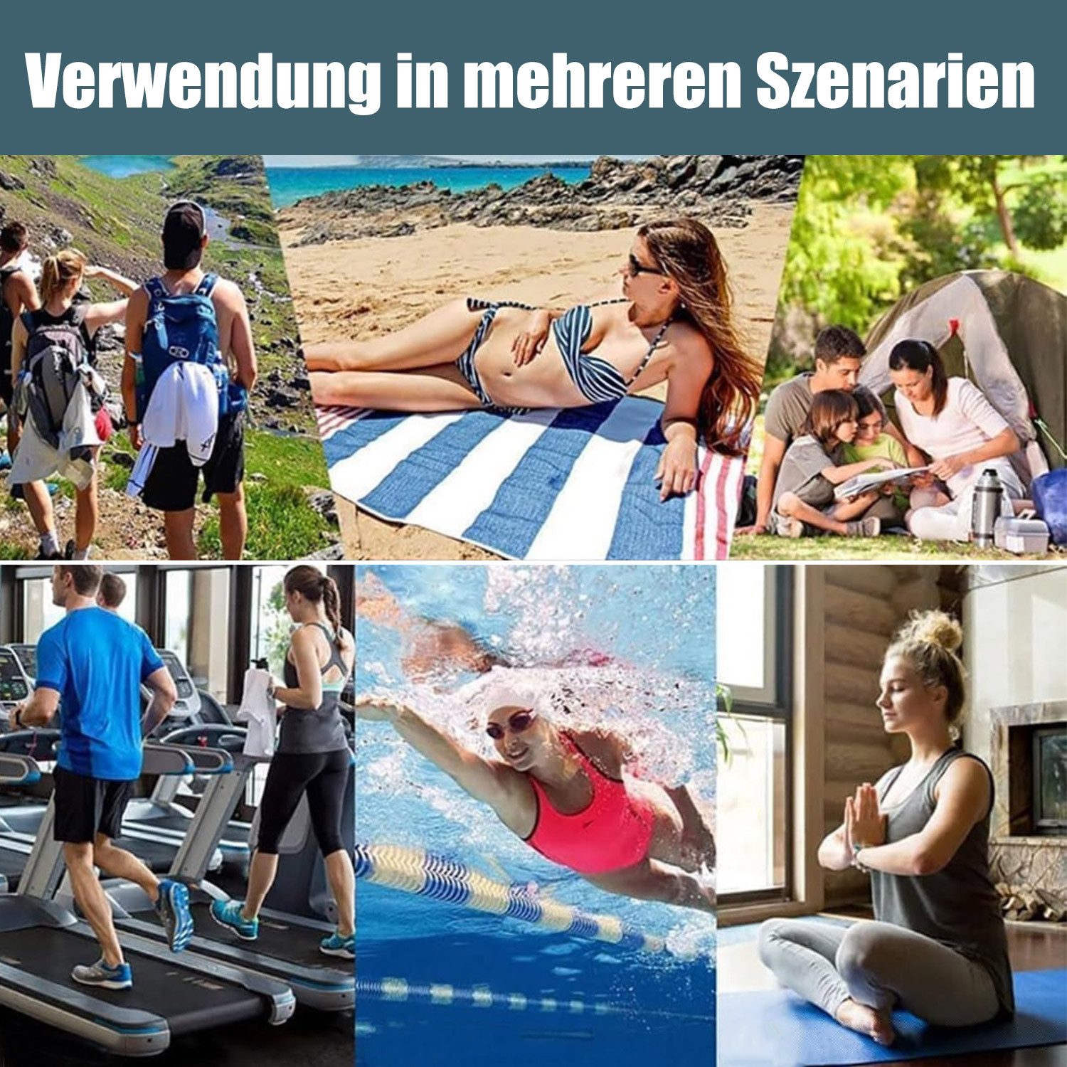 Refttenw Strandtuch Mikrofaser Badetuch Strandlaken mit Magnetverschluss XXL 190x76cm, Schnelltrocknend Handtuch Duschtuch Sommer Liegenauflage