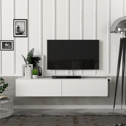 moebel17 TV-Regal »TV Lowboard Hängend Aristo Weiß«, modernes TV Lowboard in Weiß