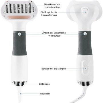 yozhiqu Fellbürste 3-in-1 Dog Hair Dryer & Brush - Quiet, Portable, Hair Removal Tool, One-Touch-Haarentfernung, zwei Luftdüsen, drei Heizeinstellungen