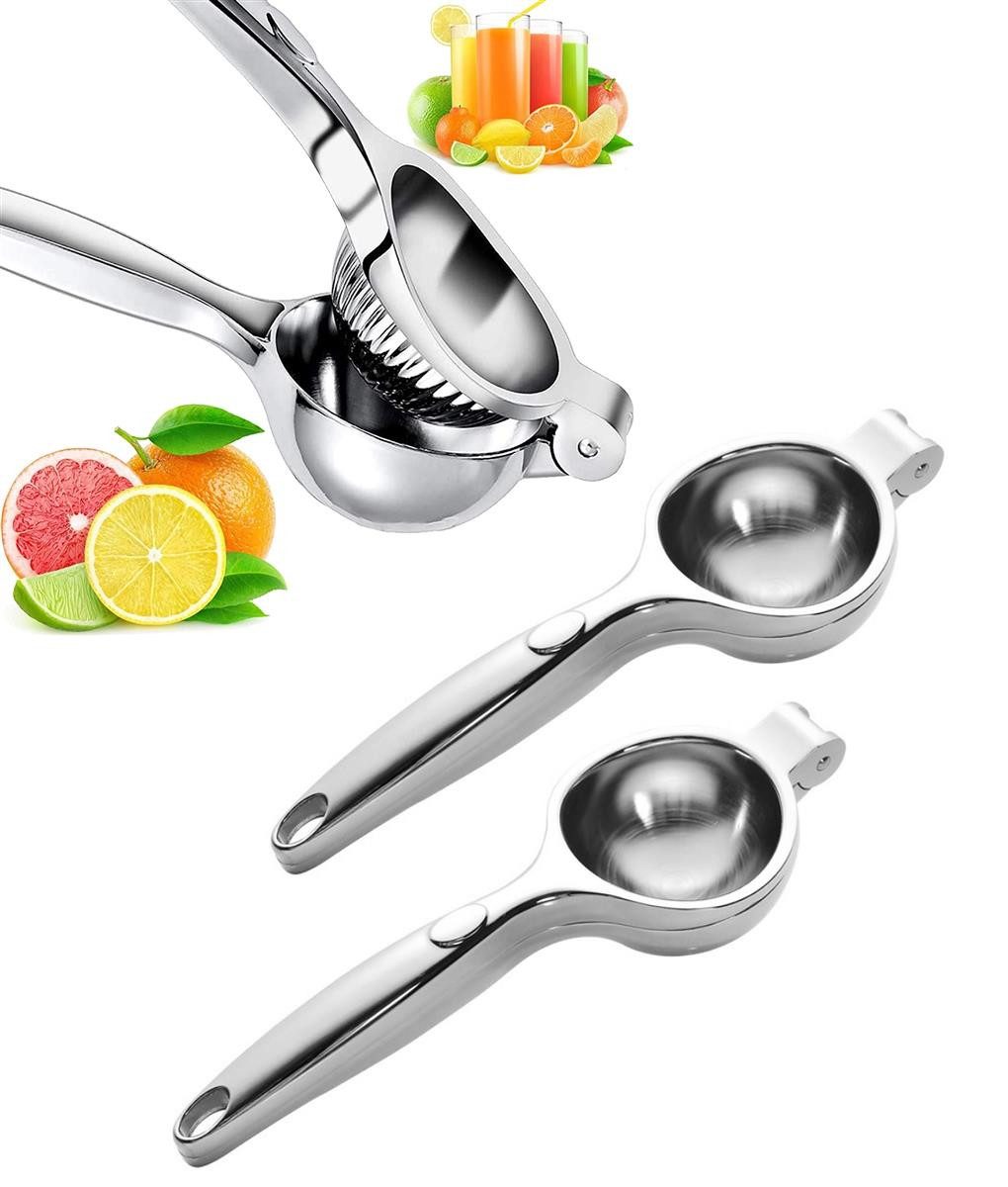 BAYLI Mörser 3er Set Zitronenpresse, manuelle Handpresse - Zitruspresse für Zitro