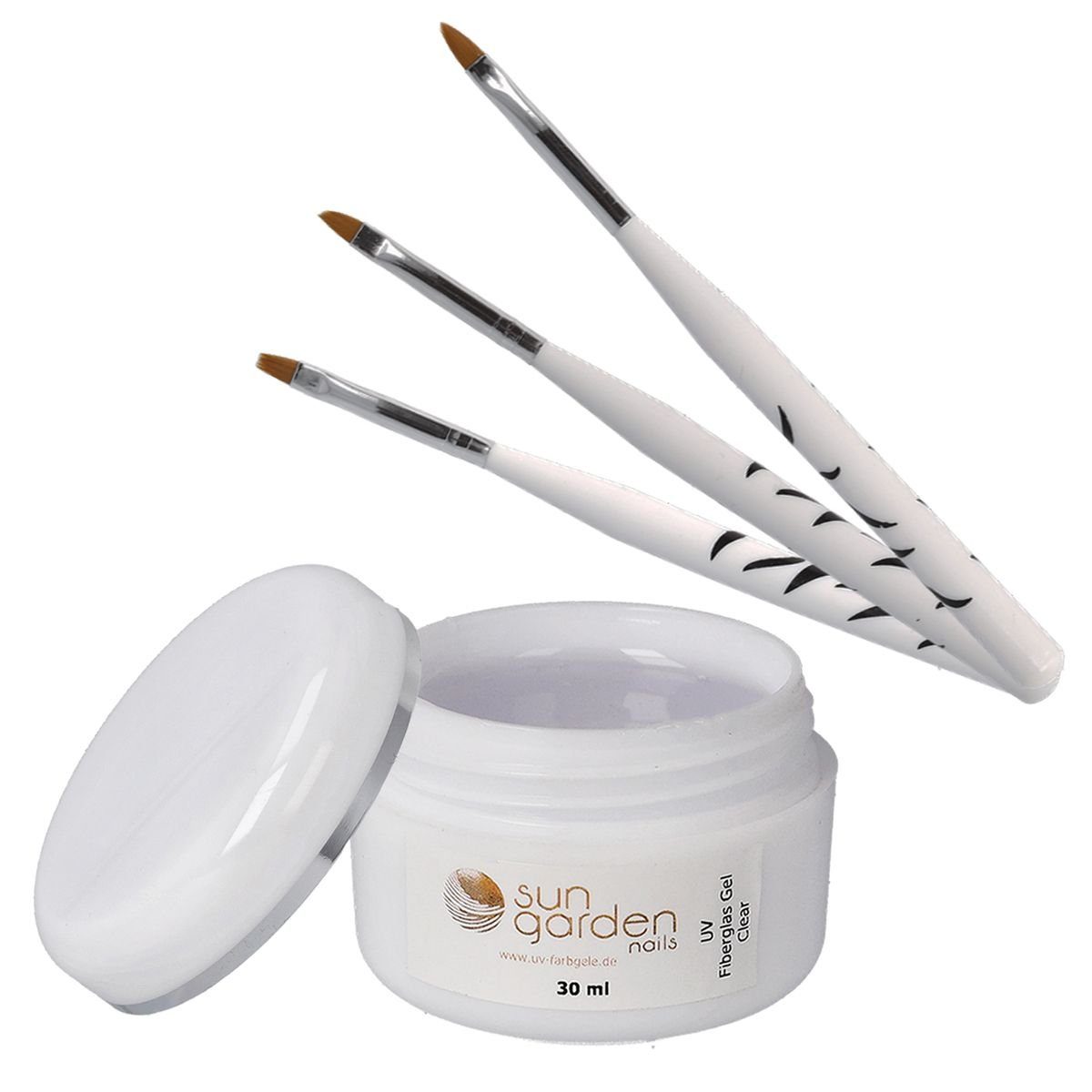 Sun Garden Nails Nagellack 30 ml UV Fiberglas Gel Klar + Pinselset