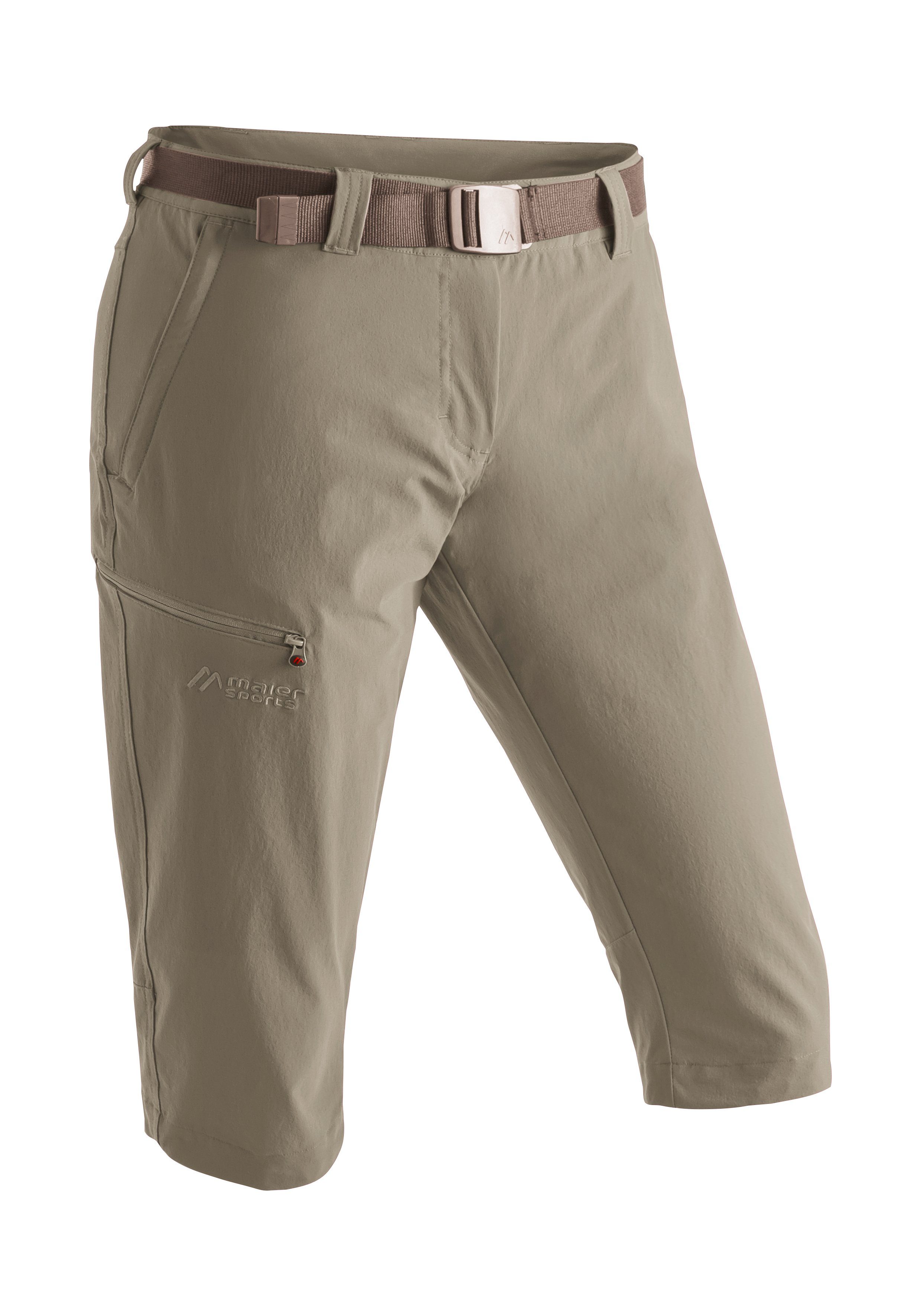 Maier Sports Caprihose Inara slim 3/4 Damen Wanderhose, atmungsaktive Outdoor-Hose dunkelbeige