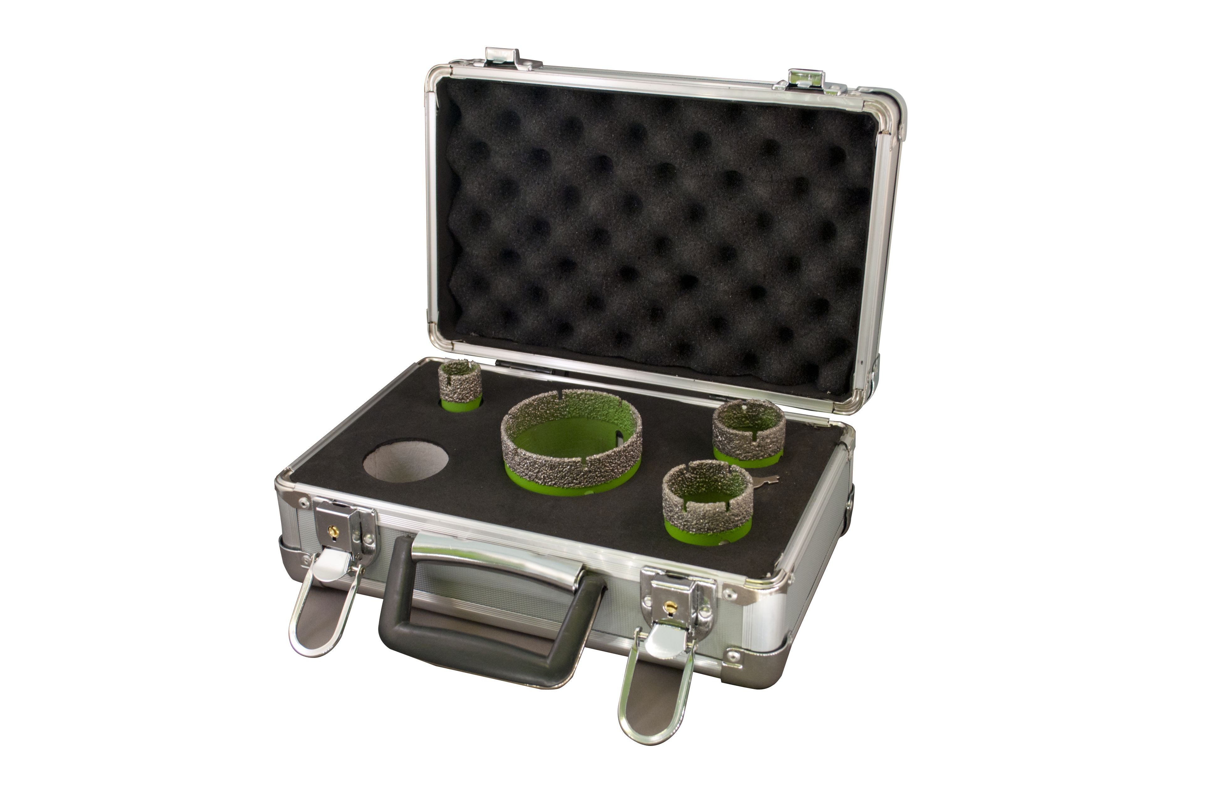 Hufa Diamanttrockenbohrer Hufa Winkelschleifer Diamantbohrkronen M14 Set 4-teilig inkl. Koffer, Extrem Schnittfreudig und langlebig