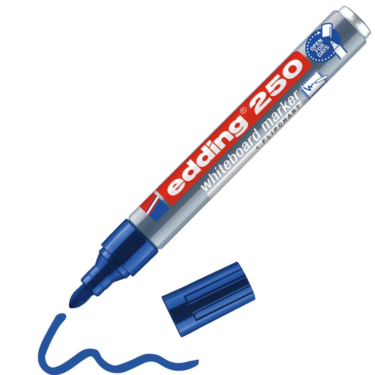 edding Whiteboard Marker Whiteboardmarker edding 250 blau Rundspitze nachfüllbar, austauschbare Spitze