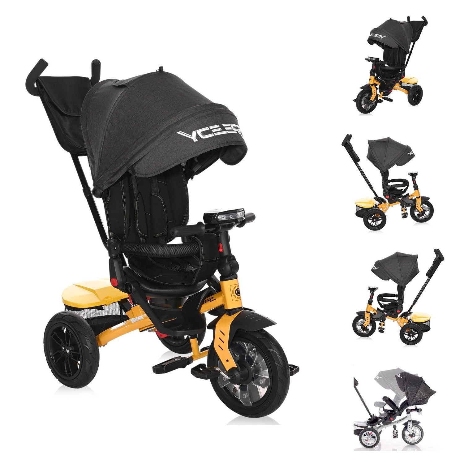 Lorelli Dreirad Tricycle Speedy, Luftreifen, drehbarer Sitz, Musik, Licht, Schubstange