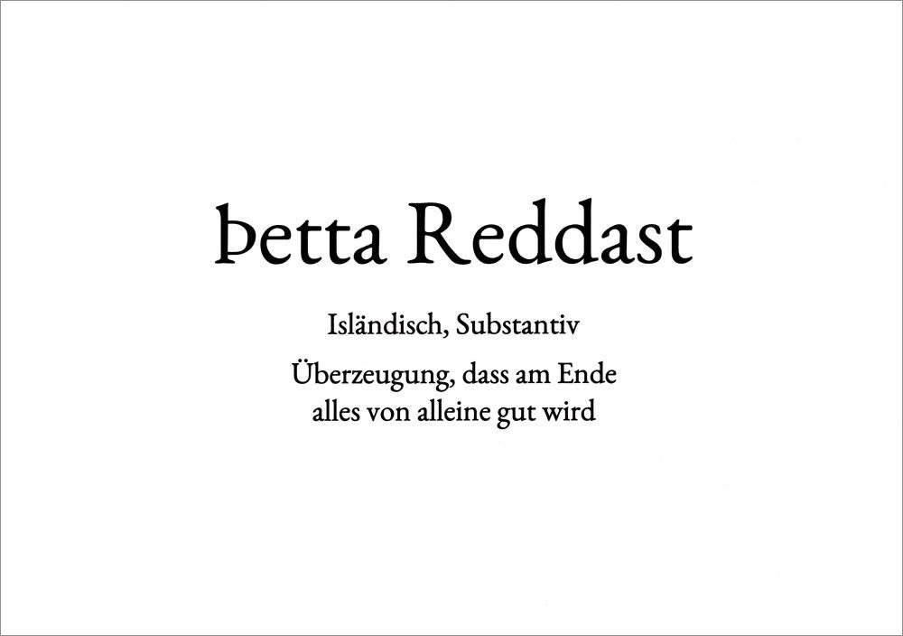 Postkarte Wortschatz- "petta Reddast"