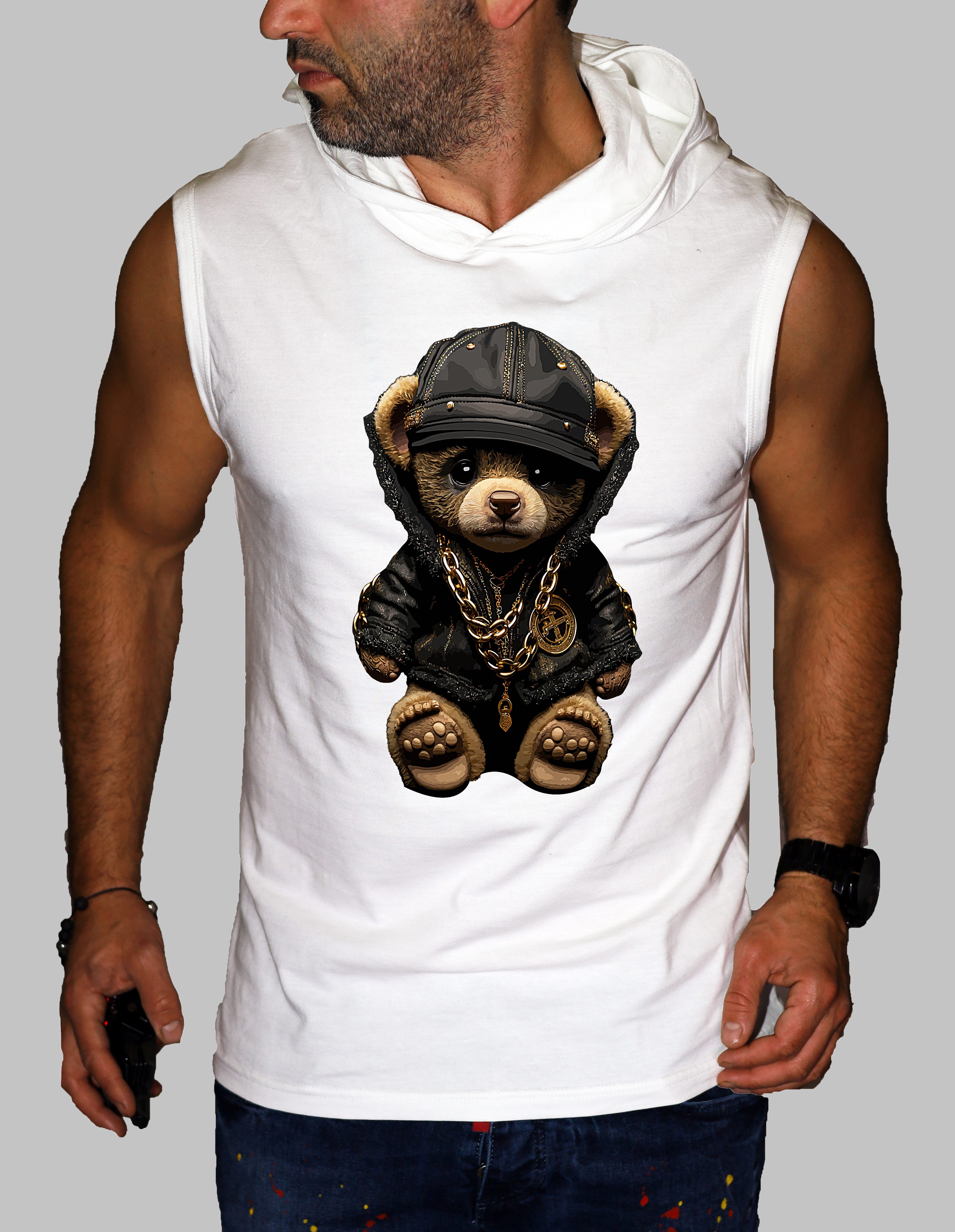 Tanktop Herren Tanktop Muskelshirt Gym Ärmellos Shirt mit Teddybär Druck
