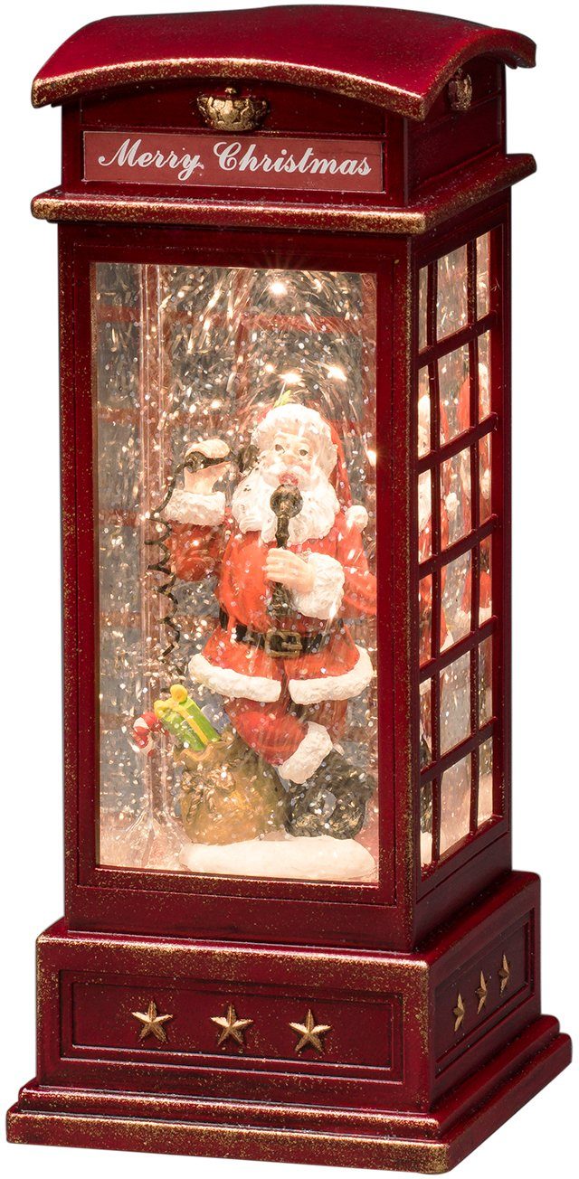 KONSTSMIDE LED Laterne Weihnachtsdeko rot, integriert, fest Weihnachtsmann LED Telefonzelle mit Warmweiß, LED