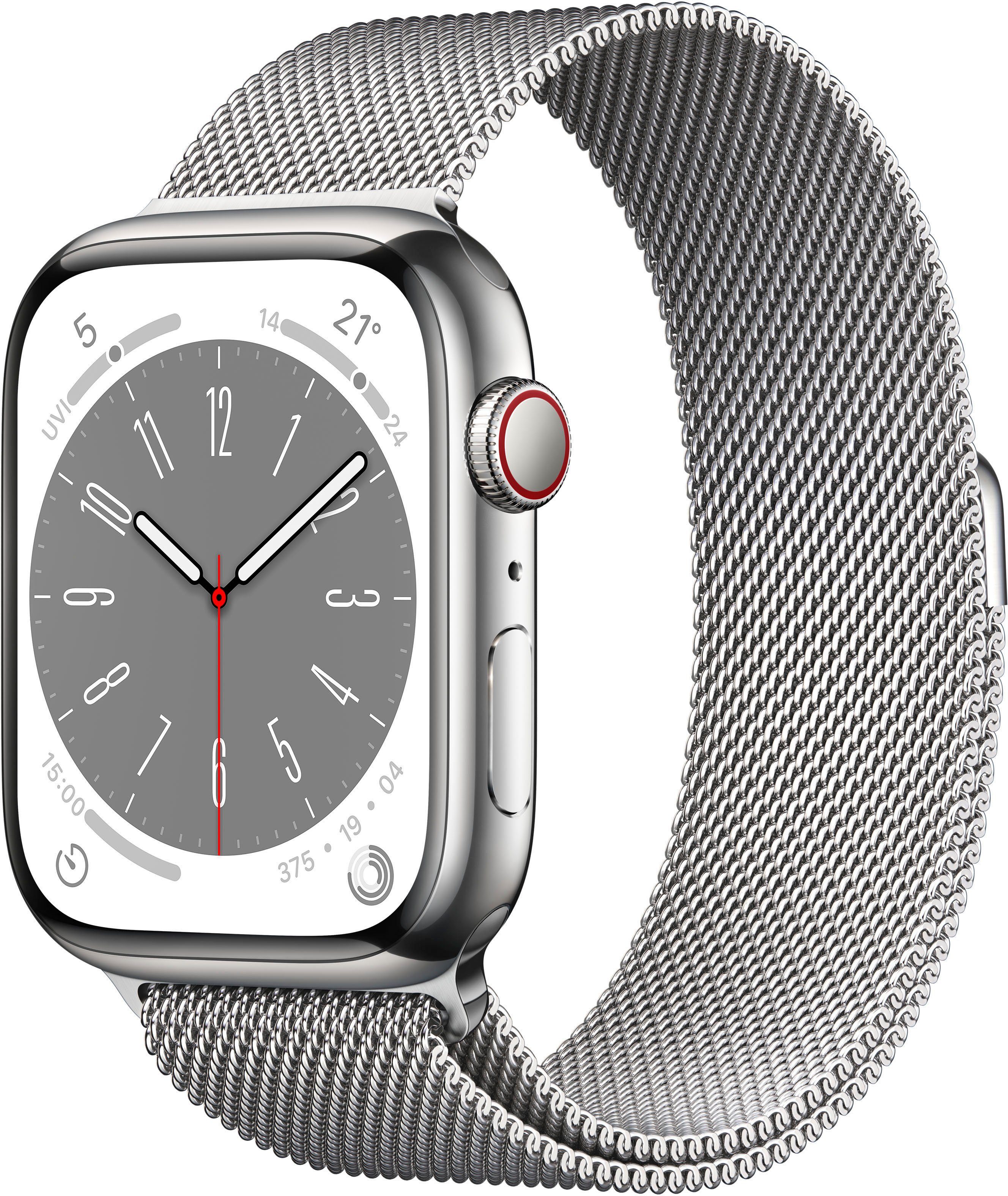 Apple Watch Series 8 GPS + Cellular 45mm Edelstahl Milanaise Watch, Die  Zukunft der Gesundheit. Am Handgelenk.