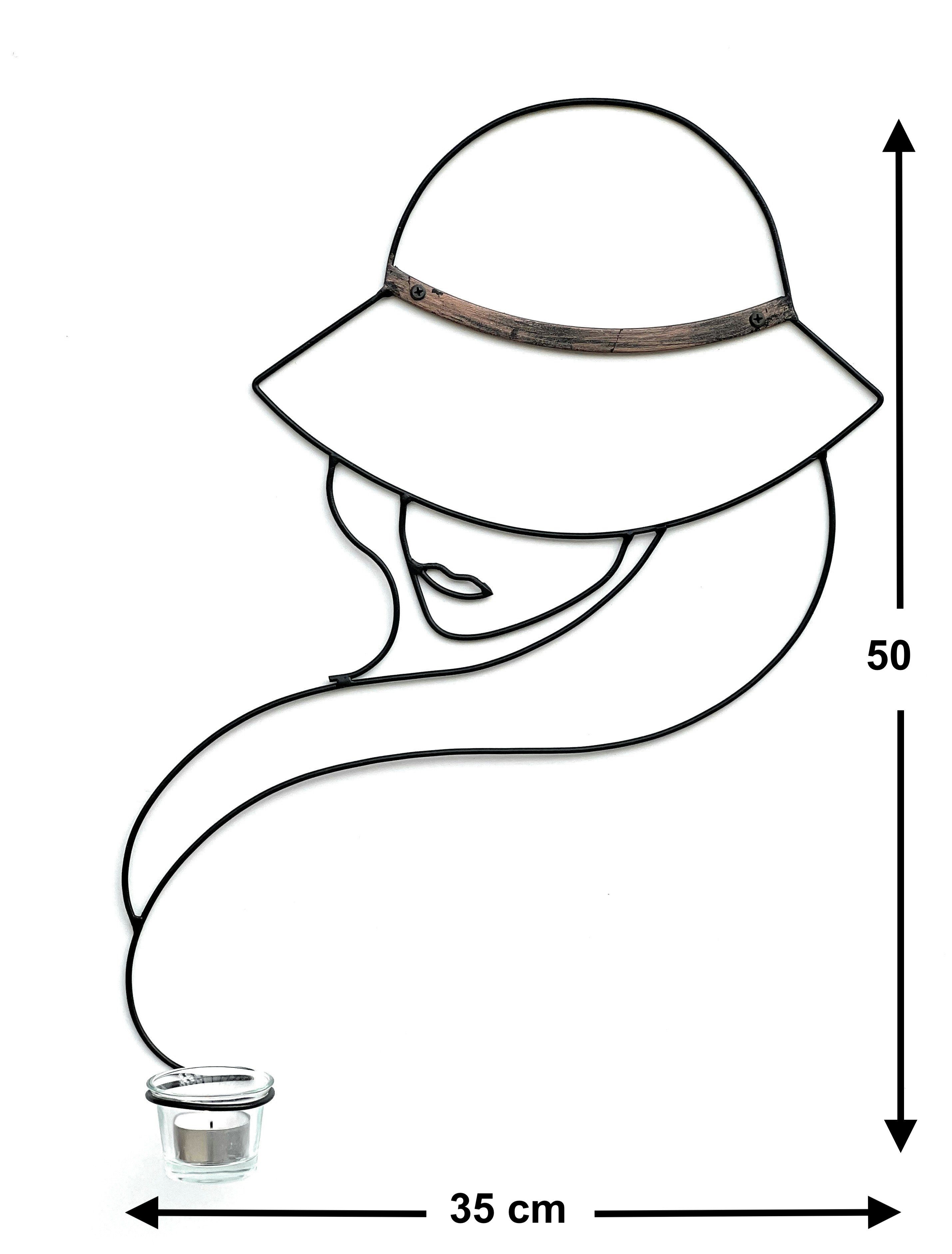 DanDiBo Teelichthalter Wand Metall Schwarz 50 cm Lady Wandkerzenhalter 9632 günstig online kaufen