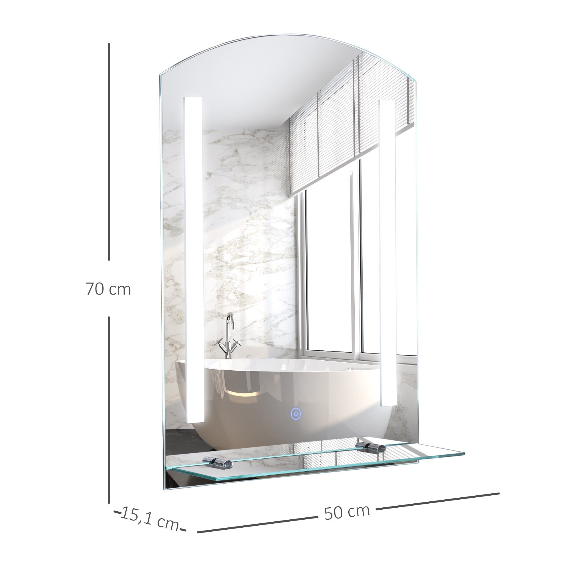 HOMCOM Badspiegel), Wandspiegel Spiegel LED LED 1 mit 1-St., Badezimmerspiegel x (Set, Spiegel Spiegelschrank