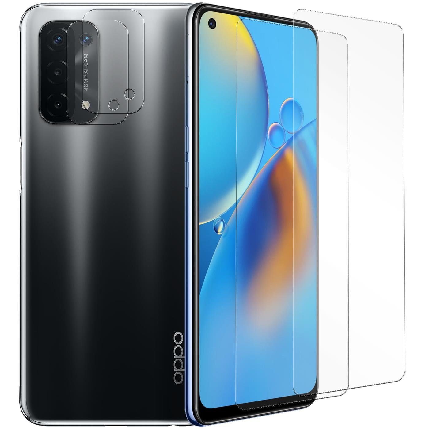 CoolGadget Schutzfolie Panzerfolie für OPPO A54 5G / A74 5G, (Spar-Set 4in1, 2x Displayschutz, 2x Kameraschutz), Panzerglas Schutzfolie für OPPO A54 5G / A74 5G Folie