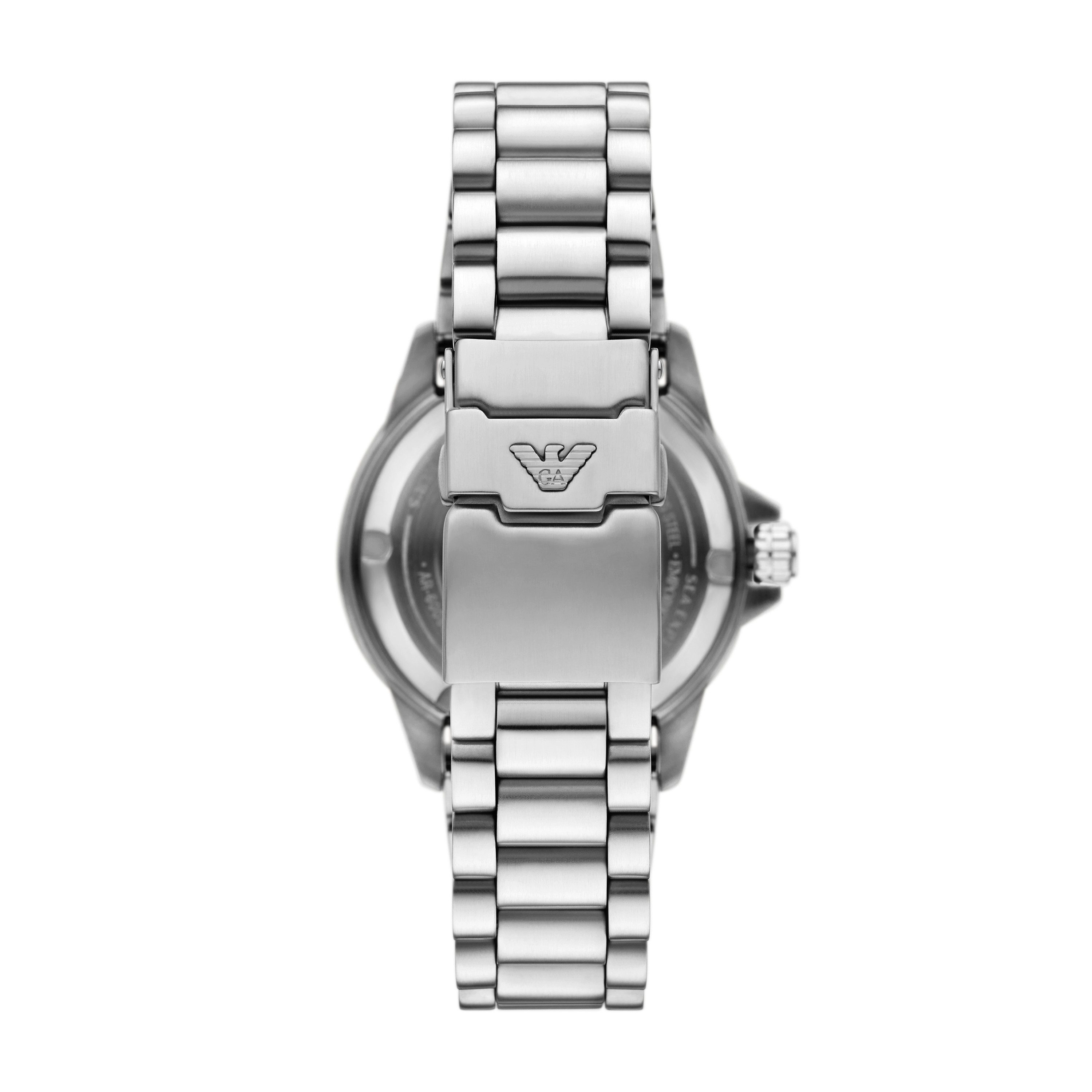 Emporio Armani Automatikuhr AR60087, Armbanduhr, Herrenuhr, Mechanische Uhr, Edelstahlarmband, analog, Tag