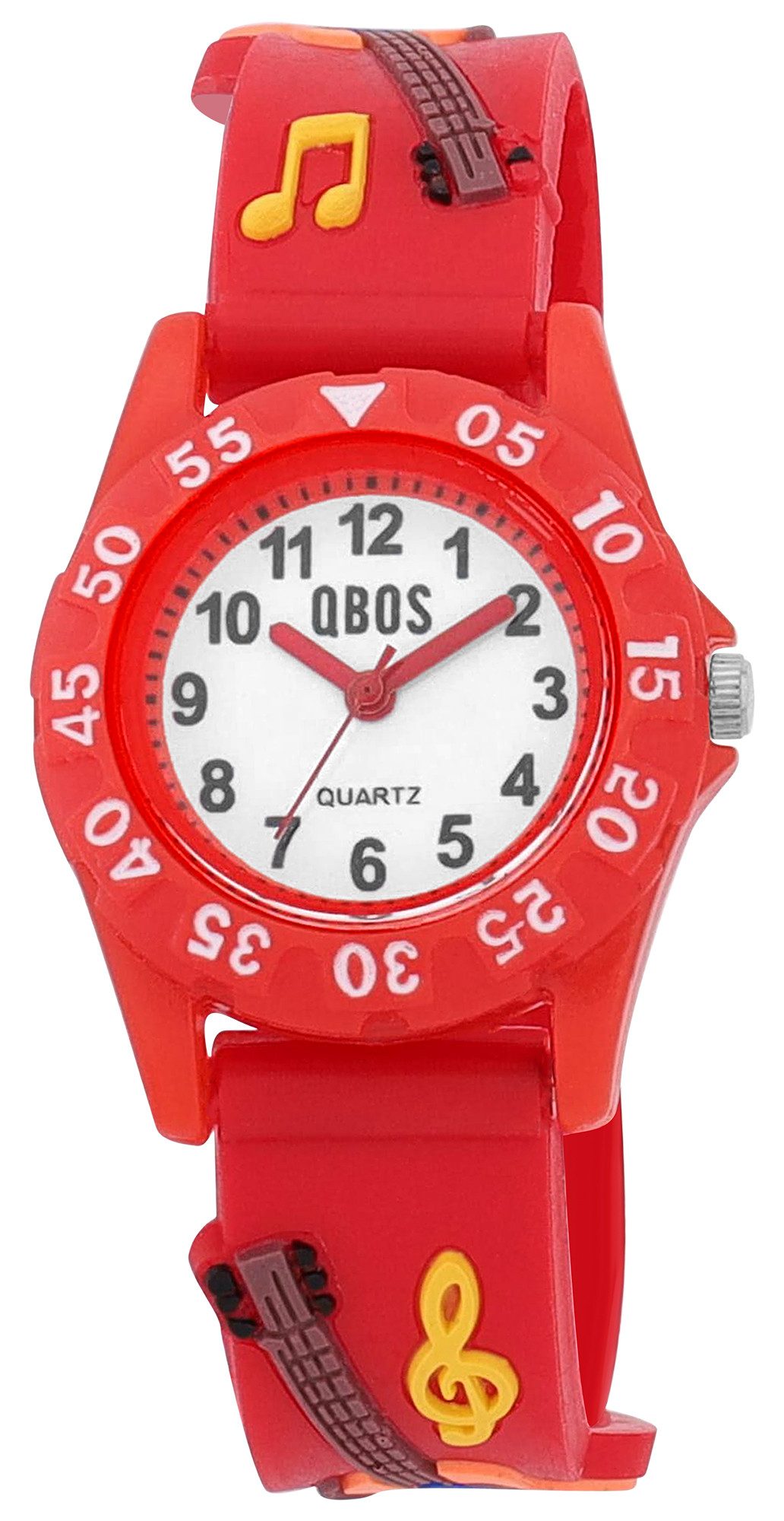 Qbos Quarzuhr aus Silikon mit Motiv Musik, gut leserlich