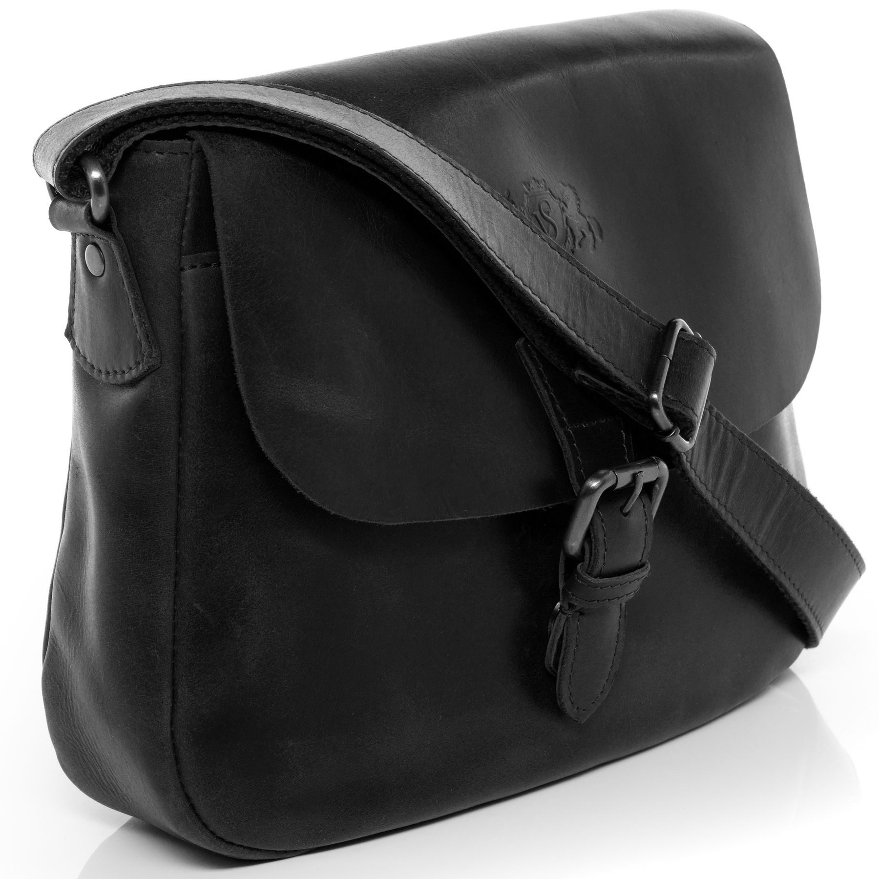 SID & VAIN Umhängetasche YALE Umhängetasche Cross-Body Bag echt Leder, Ledertasche Schultertasche Herren Damen Messenger Bag schwarz