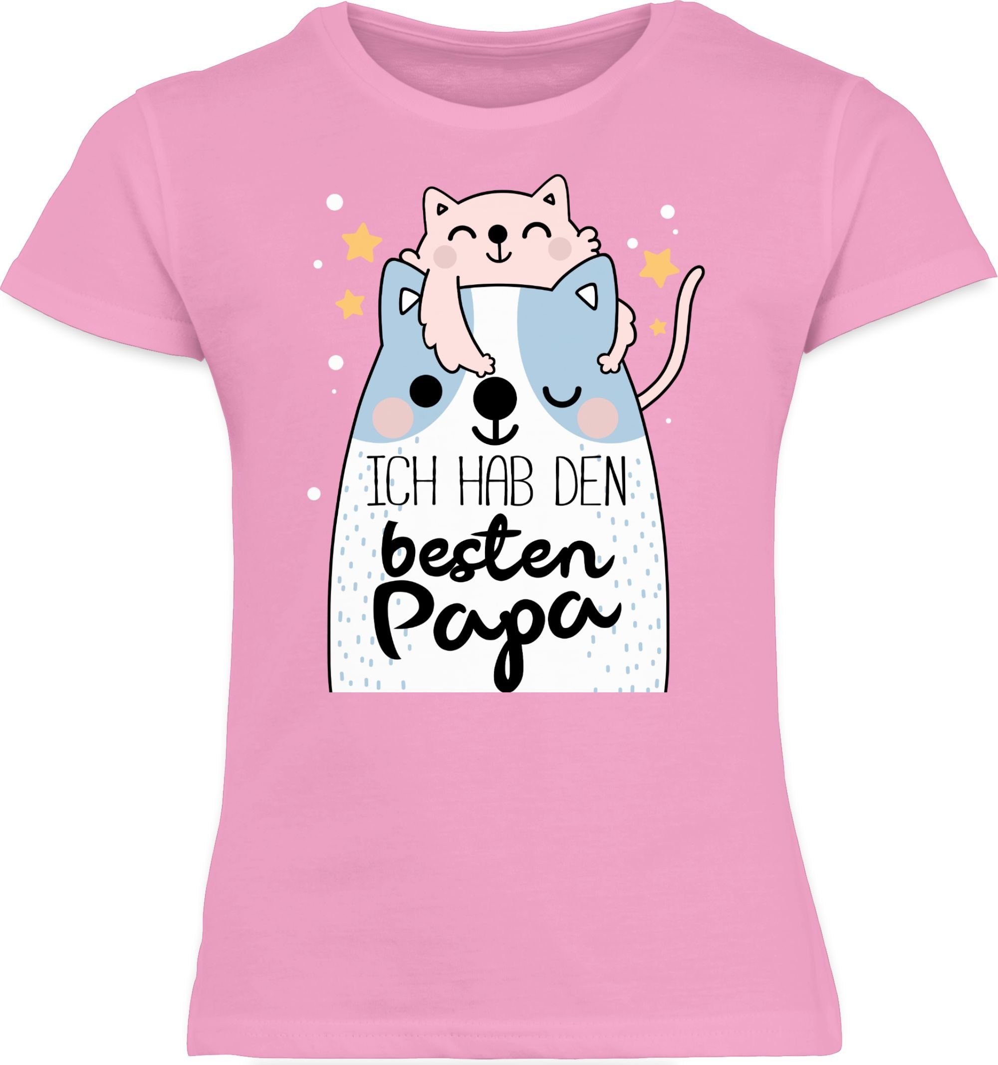 Geschenk Katzen Vatertag den 2 für Papa hab Rosa Shirtracer Papa T-Shirt Ich besten