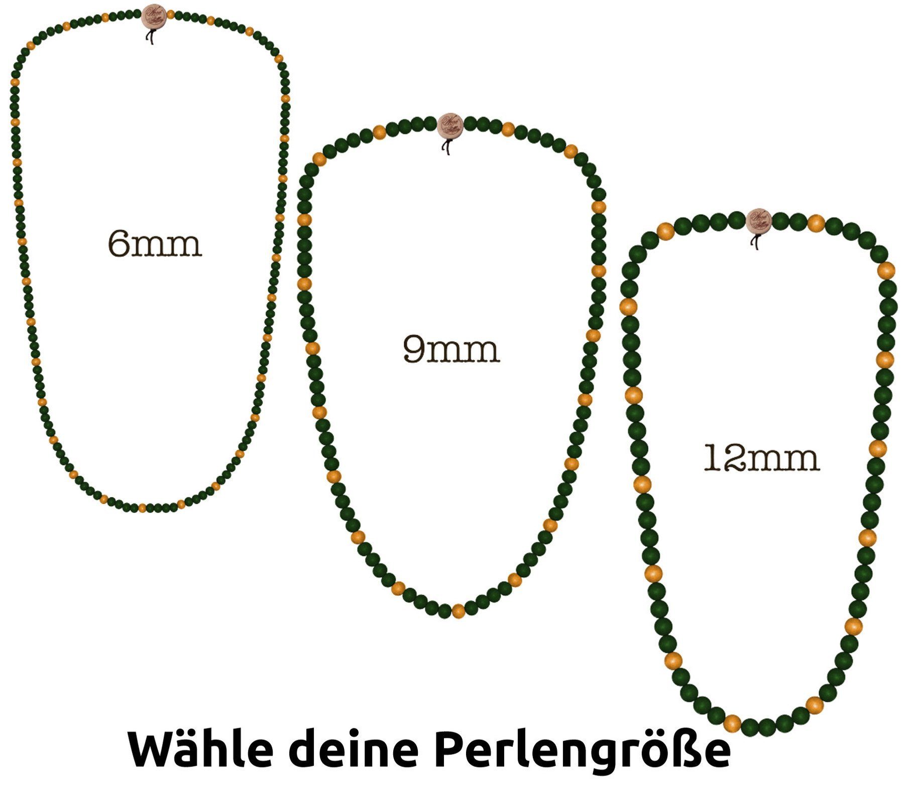 Deluxe Necklace Hals-Schmuck FELLAS FELLAS lässiger Holz-Kette Mode-Schmuck Halsband WOOD Grün/Gelb WOOD Pearl