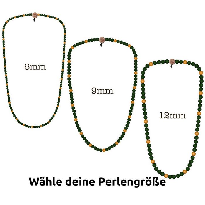 WOOD FELLAS Halsband WOOD FELLAS Holz-Kette lässiger Mode-Schmuck Deluxe Pearl Necklace Hals-Schmuck Grün/Gelb