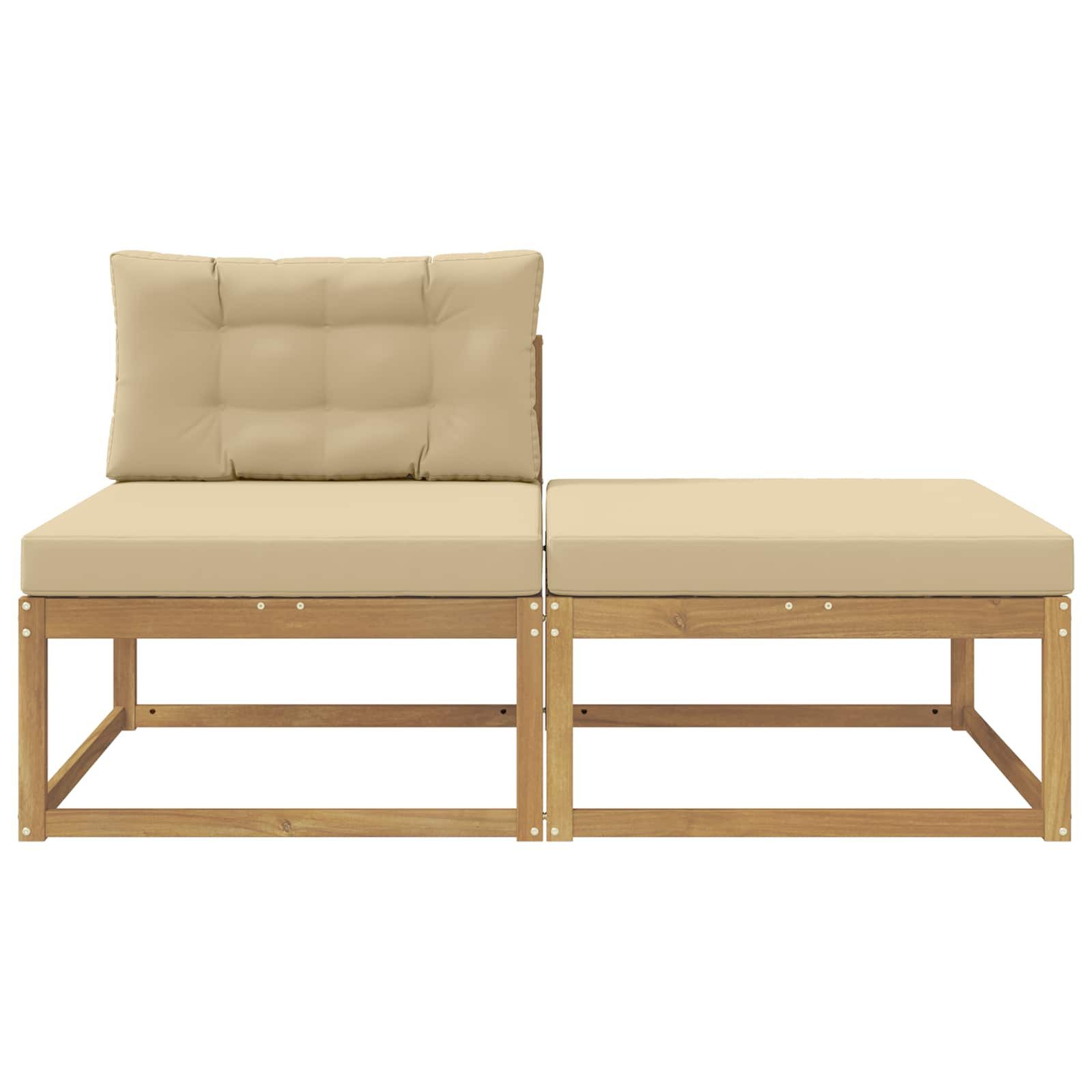 vidaXL Sofaelement 2 Stück Outdoor-Fußhocker Polyester Weiß (2 St)