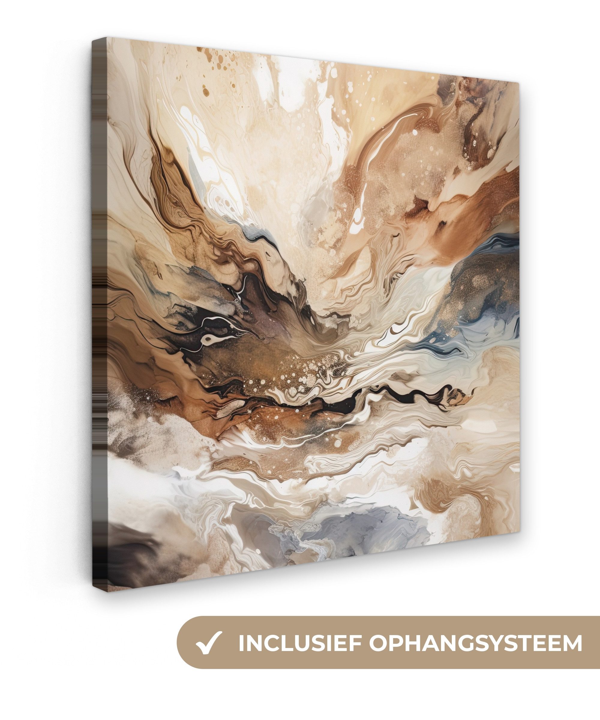 OneMillionCanvasses® Leinwandbild Abstrakt - Kunst - Farbe - Beige - Modern, Fotodruck (1 St), Wandbild, Deko Schlafzimmer Wohnzimmer Flur 20x20 cm