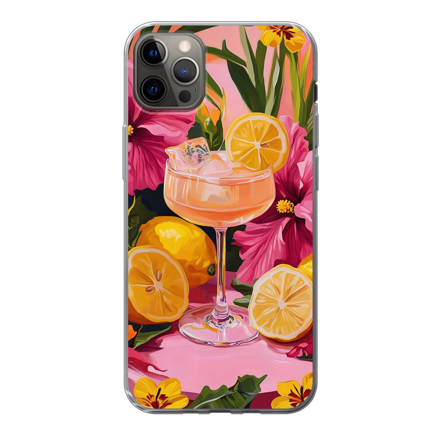 MuchoWow Handyhülle für Apple iPhone 13 Pro Max Getränk - Blumen - Gelb, Smartphone-Bumper, Print, Handy Schutzhülle Dünn