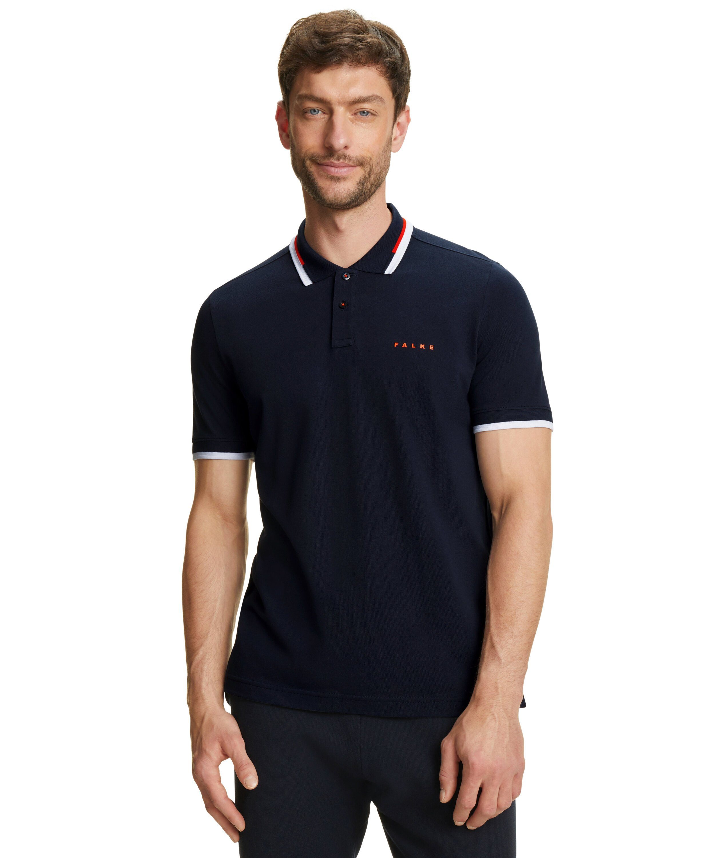 space Pima-Baumwolle (6116) aus Poloshirt hochwertiger FALKE blue