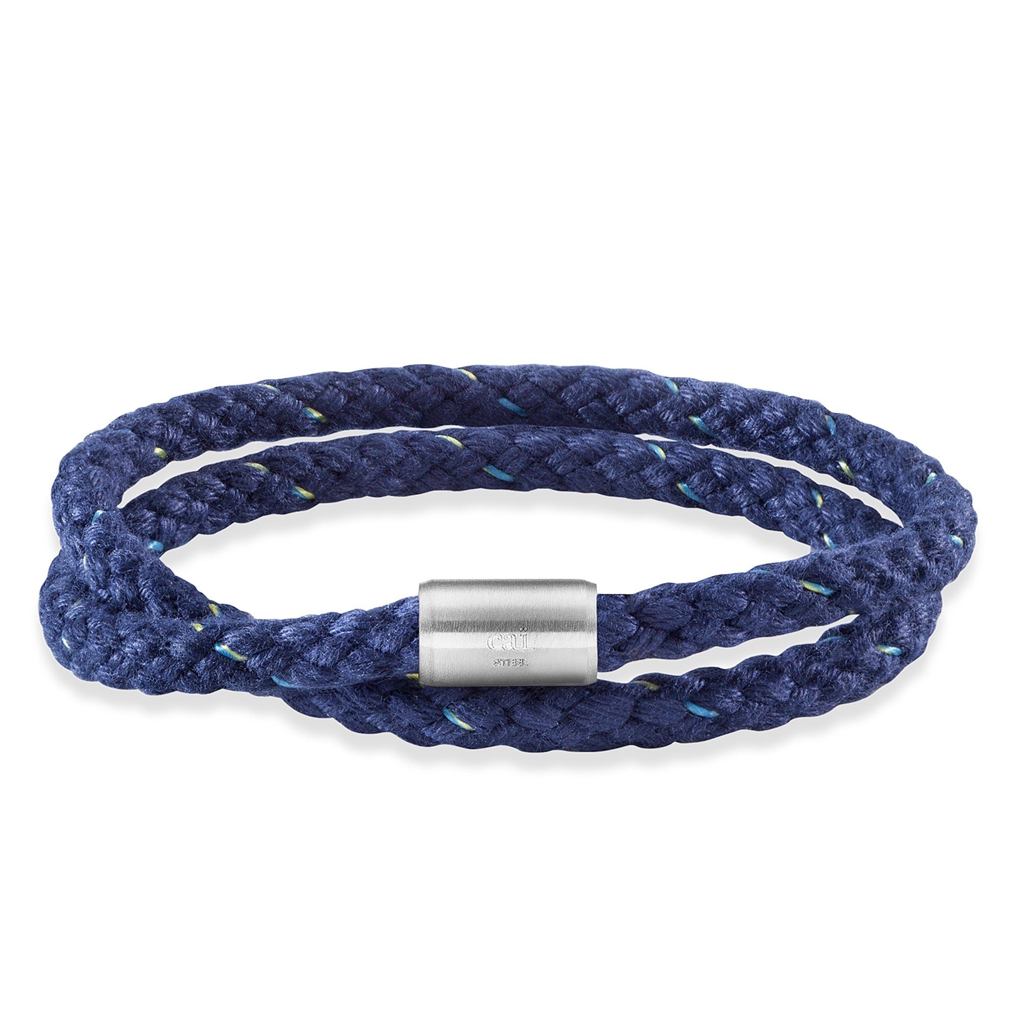 CAÏ Armband Textil blau Magnetverschluß Edelstahl 23cm