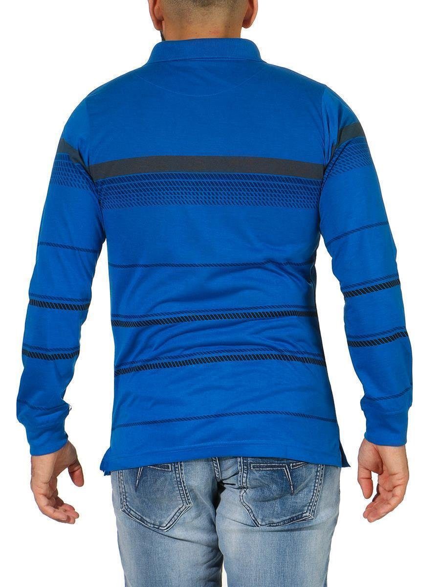 EloModa Poloshirt Herren Polo Shirt Gr. mit XL Brusttaschen Longsleeve L Blau XXL M (1-tlg) Langarm