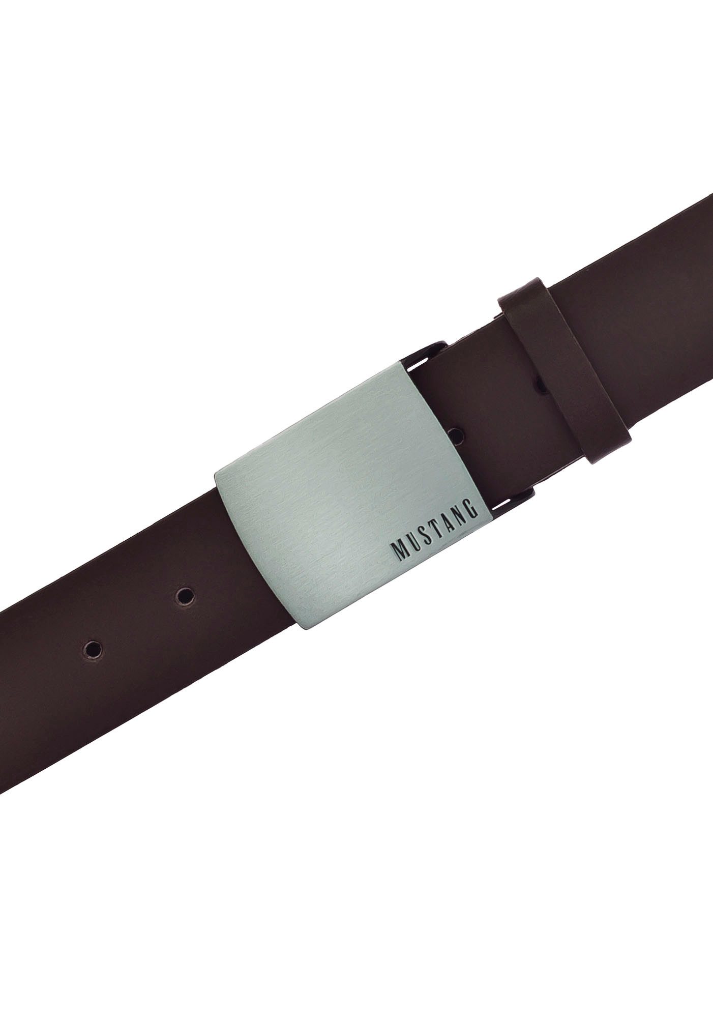 MUSTANG Koppelgürtel Rindleder mit Pull-Up Effekt, Logo auf der Koppelschließe, 4 cm