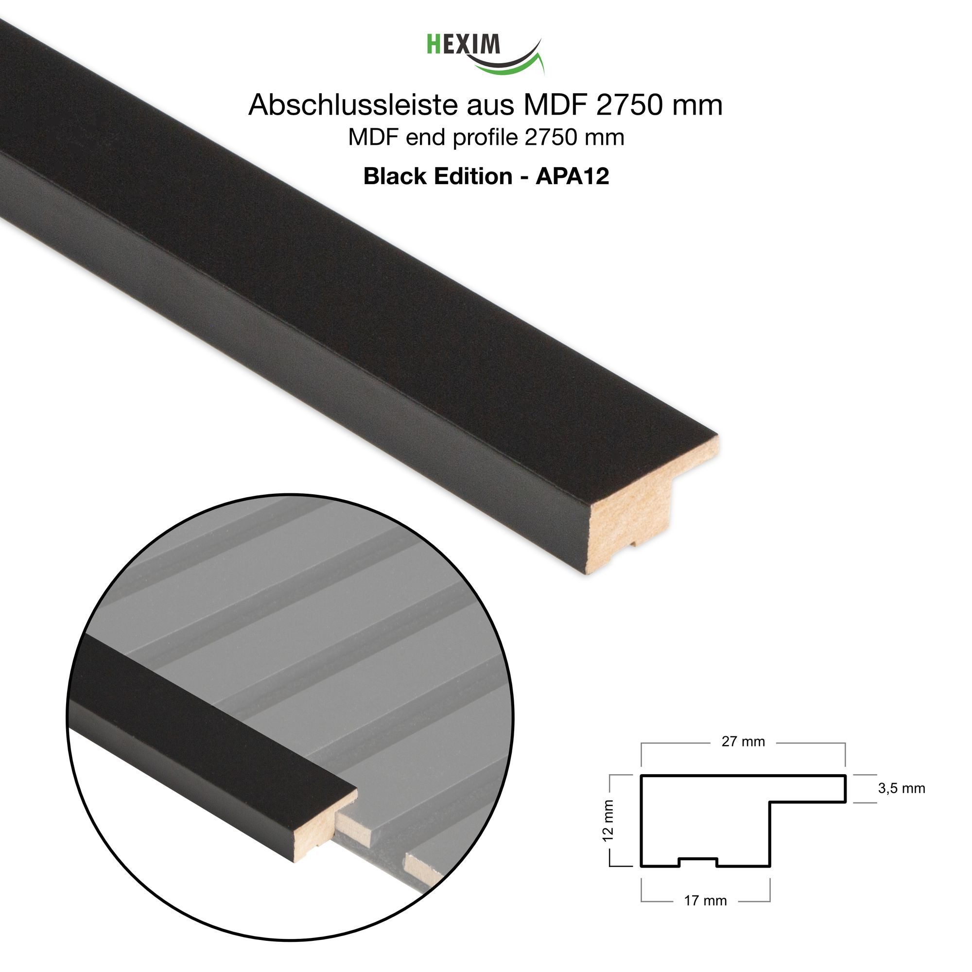 Hexim Wanddekoobjekt APA12 (Abschlussleiste 275x2,7cm passend günstig online kaufen