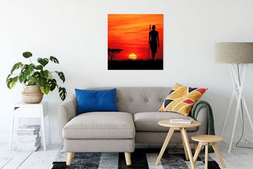 Pixxprint Leinwandbild Roter Sonnenuntergang in Afrika, Roter Sonnenuntergang in Afrika (1 St), Leinwandbild fertig bespannt, inkl. Zackenaufhänger