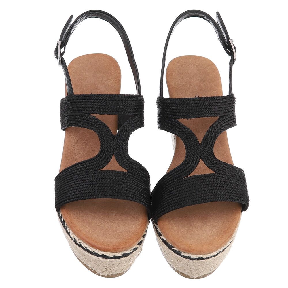 Ital-Design Modische Espadrilles mit Keilabsatz für Damen Plateausandaletten (89372831) Keilabsatz/Wedge Keilsandaletten in Schwarz