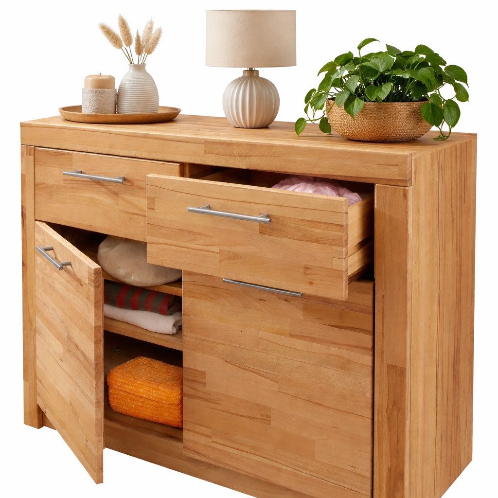 bv-vertrieb Garderobenschrank Anrichte Kernbuche Garderobenkommode Schubkastenschrank #1221-10