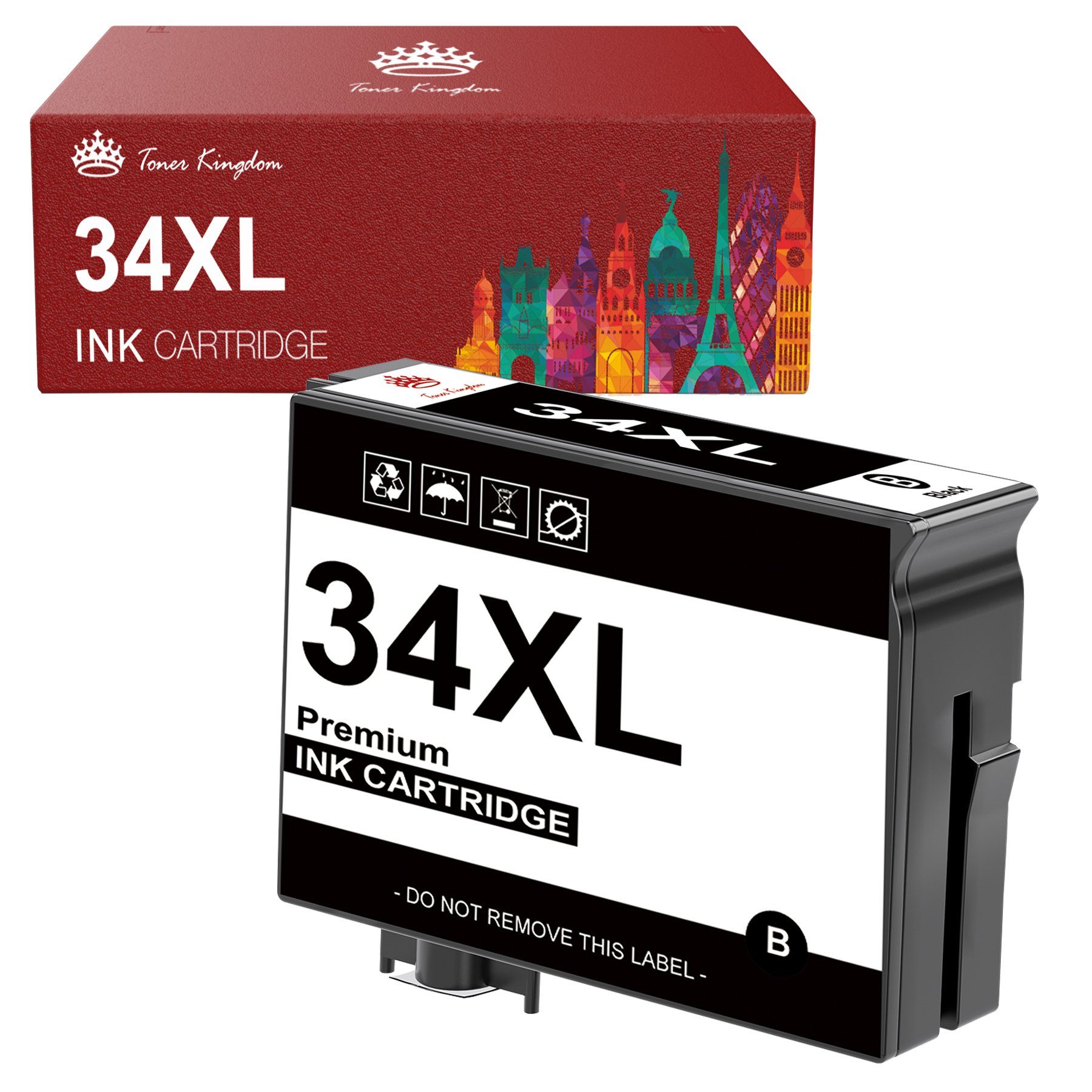 Toner Kingdom ersetzt für EPSON 34 XL T3471 T3472 T3473 T3474 Tintenpatrone Schwarz