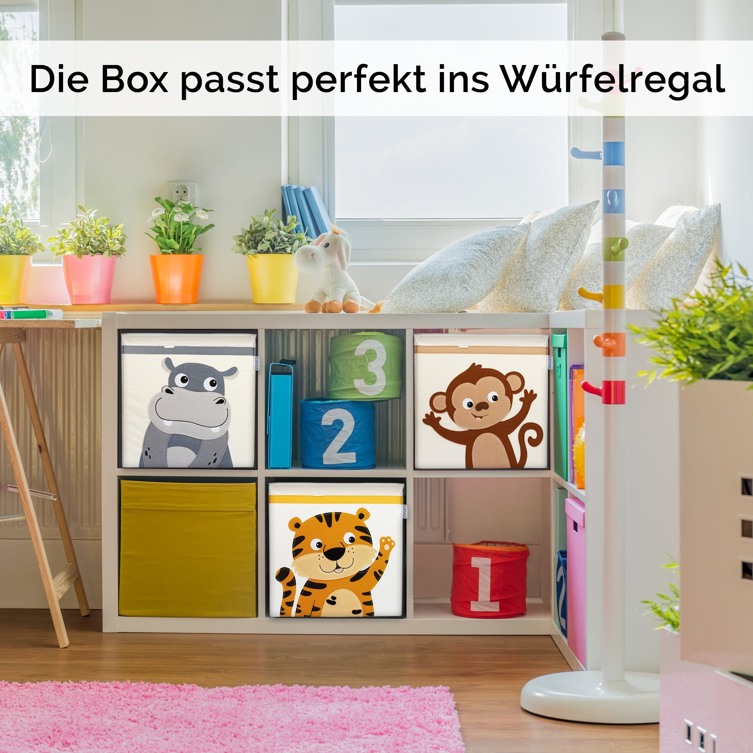 GLÜCKSWOLKE Aufbewahrungsbox Kinder - 15 Motive I Spielzeugkiste mit Deckel für Kinderzimmer (Größe 33x33x33), Boxen zur Aufbewahrung im Kallax Regal I Kiste fü – Bild 3 von 5