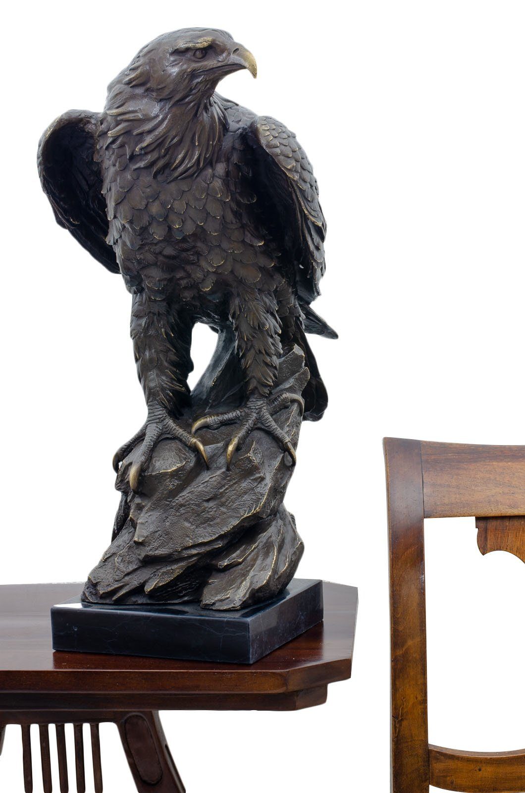 Bronzeskulptur Skulptur Adler Bronze Statue Aubaho Figur Antik-Stil 51cm im