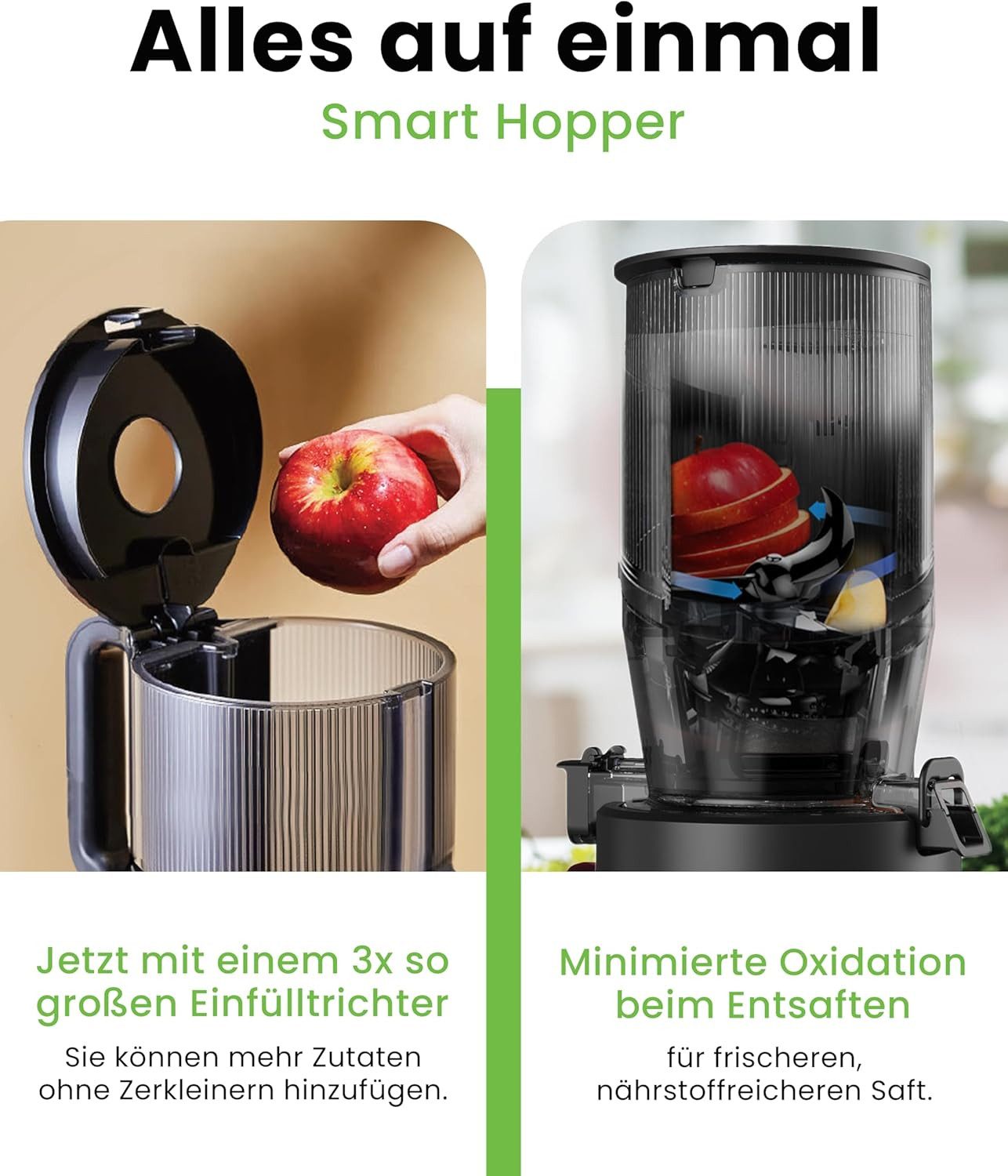 Hurom Entsafter Slow Juicer 2L, Kaltpress-Technologie, BPA-frei, leiser